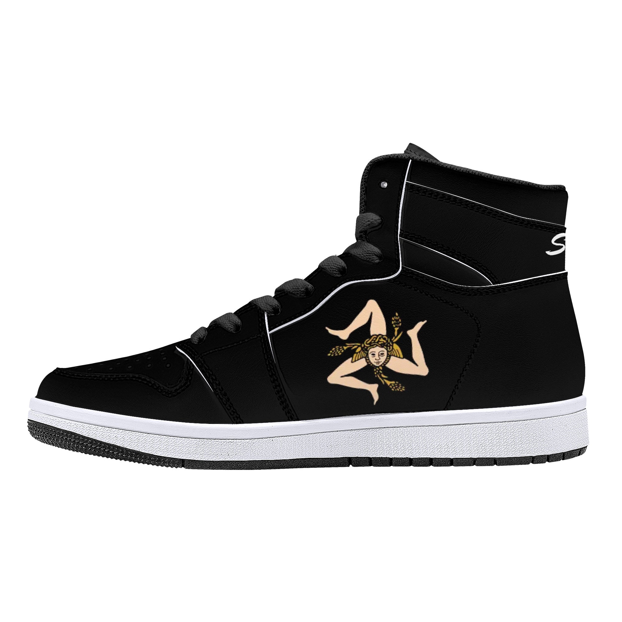 Sicilian High-Top Leather Sneakers - Black