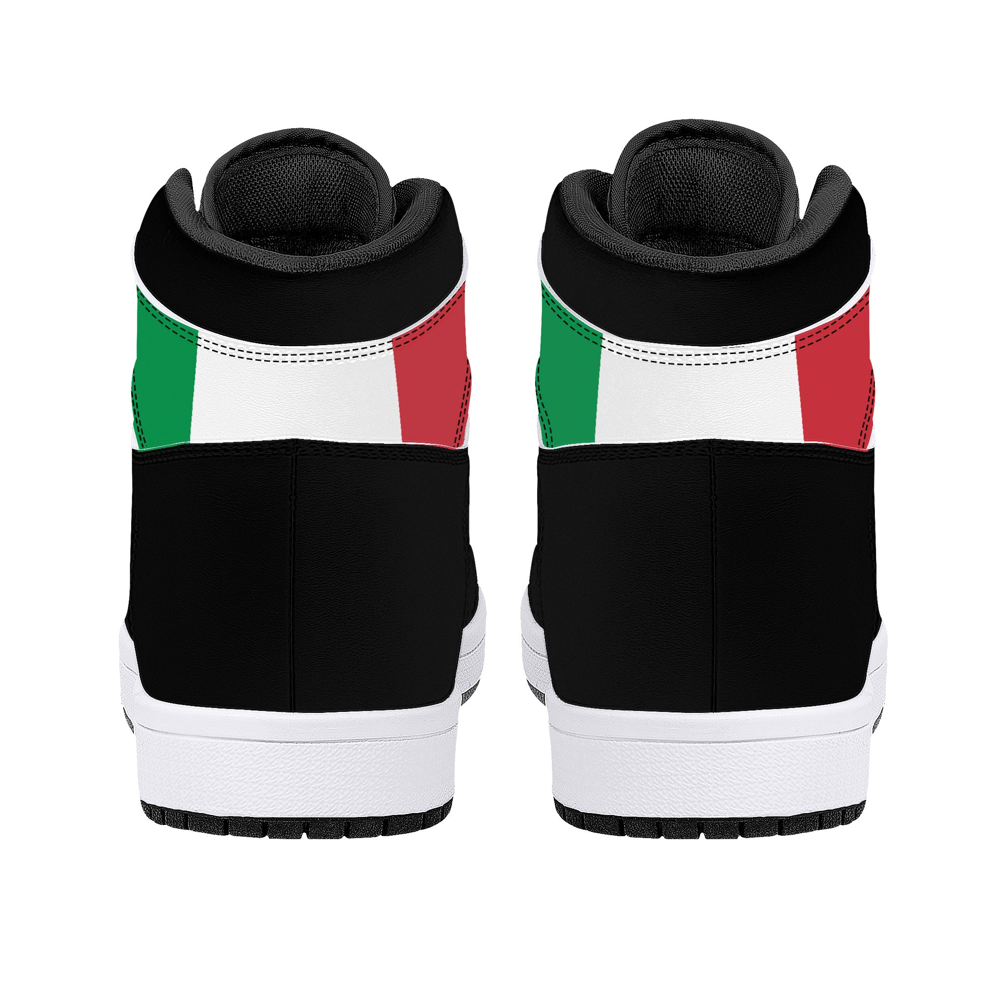 Italy Flag Map High-Top Leather Sneakers - Black