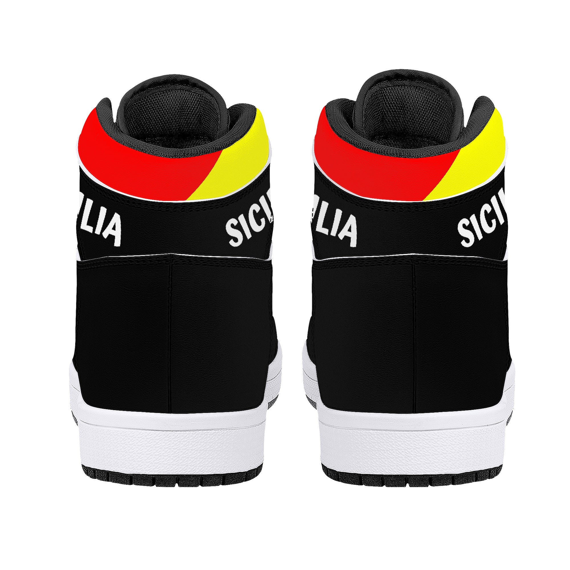 Sicilian Flag High-Top Leather Sneakers - Black