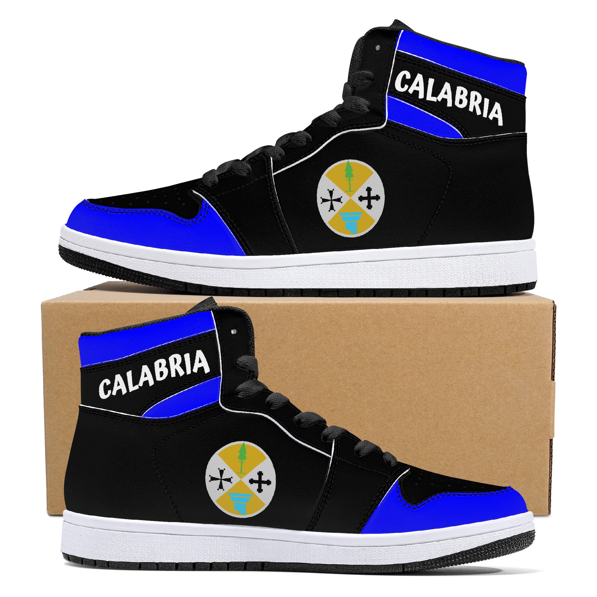 Calabria High-Top Leather Sneakers - Black