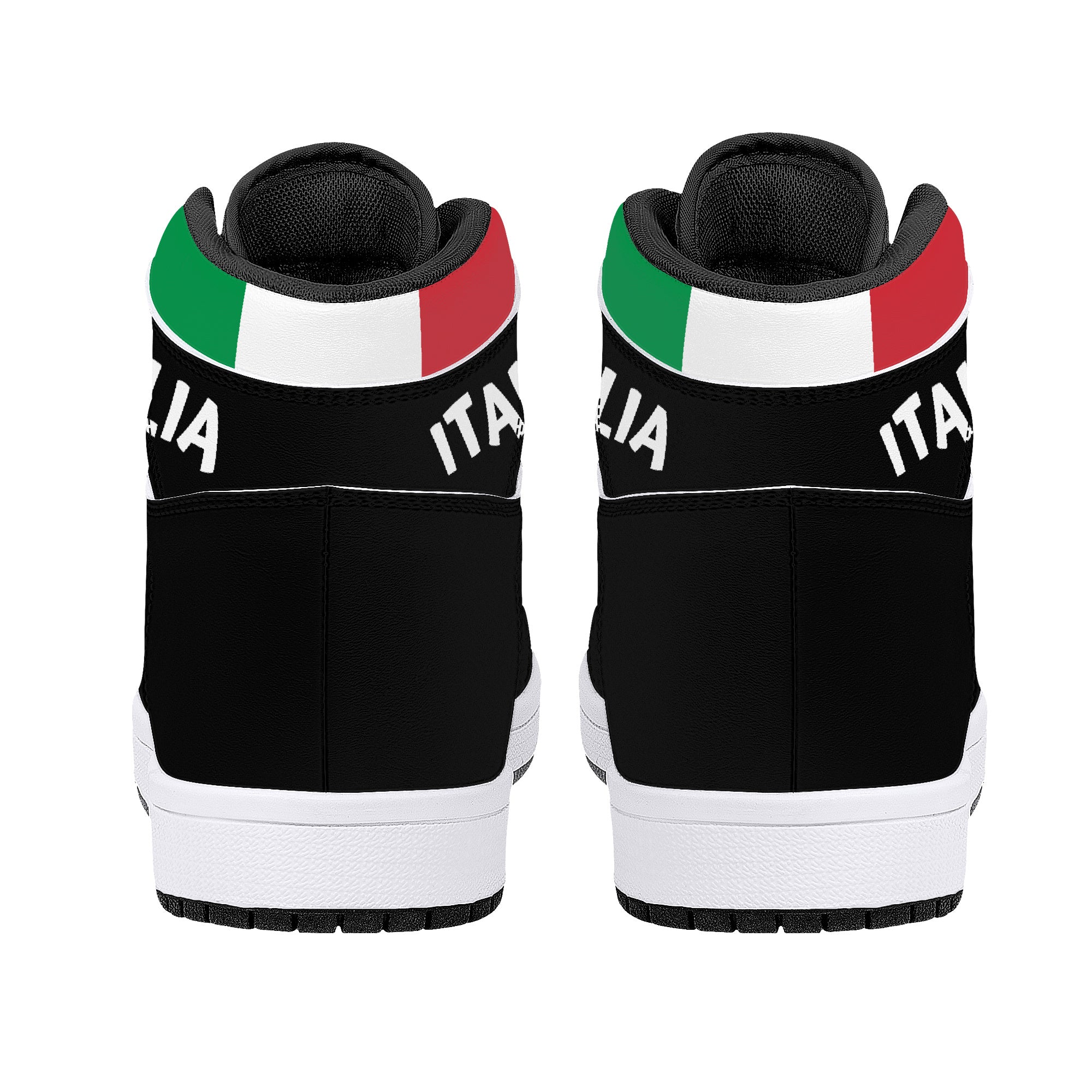 Italian Flag Map High-Top Leather Sneakers - Black