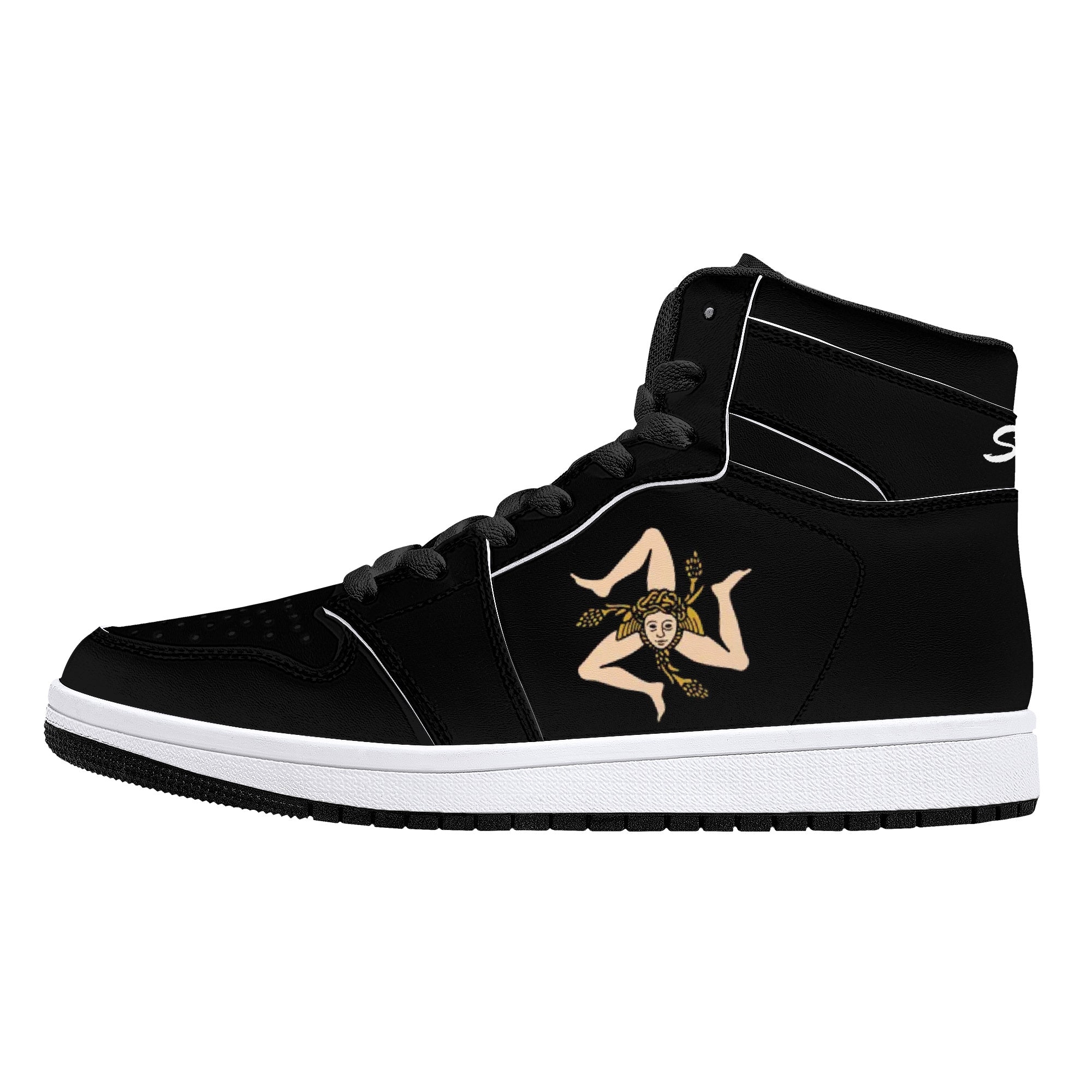 Sicilian High-Top Leather Sneakers - Black