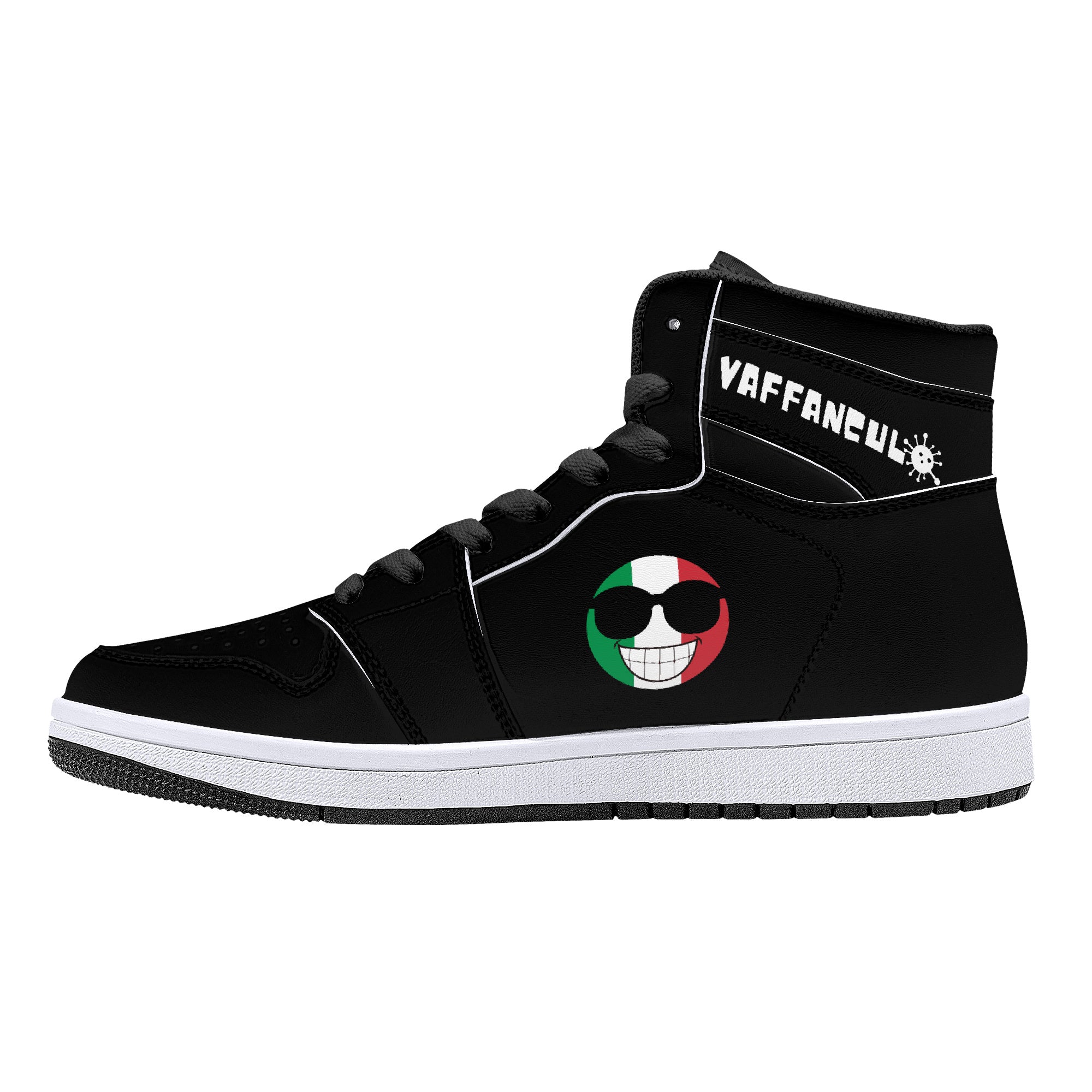 Vaffanculo High-Top Leather Sneakers - Black