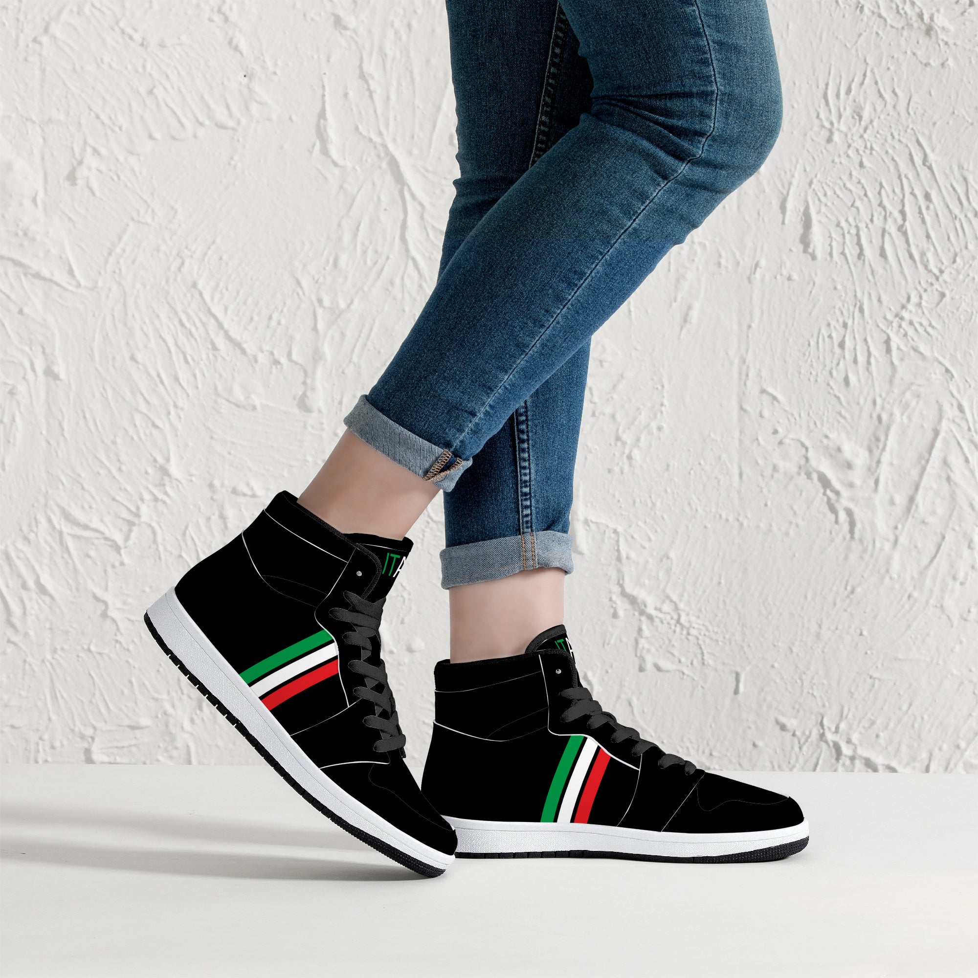 Italia High-Top Leather Sneakers - Black