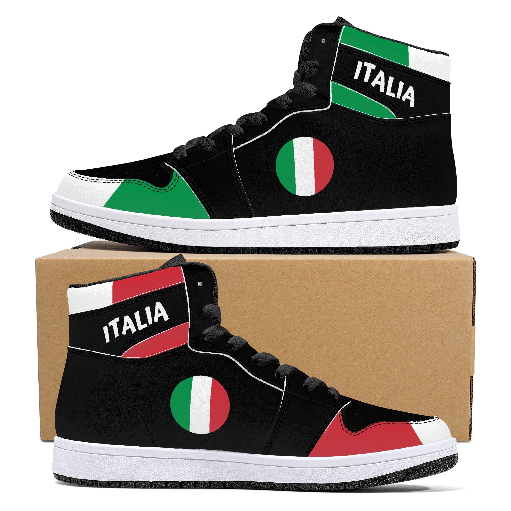 Italia High-Top Leather Sneakers - Black