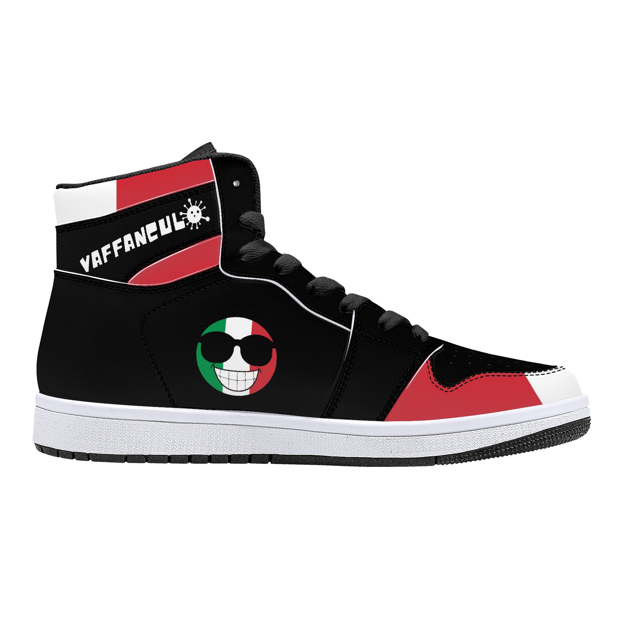 Vaffanculo Smile High-Top Leather Sneakers - Black