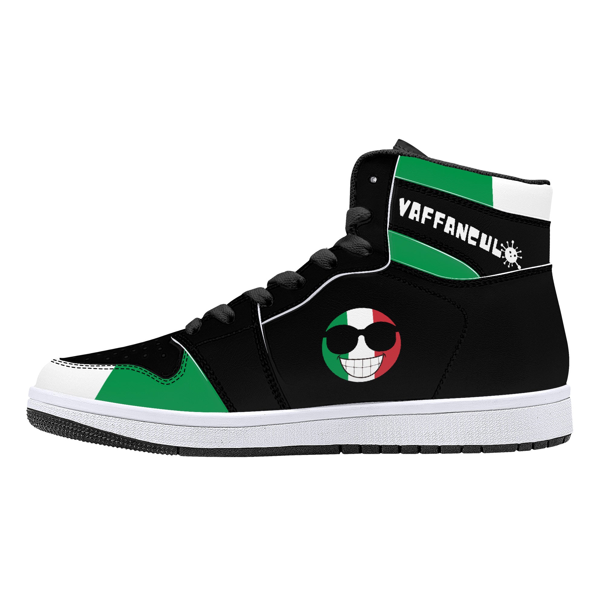 Vaffanculo Smile High-Top Leather Sneakers - Black