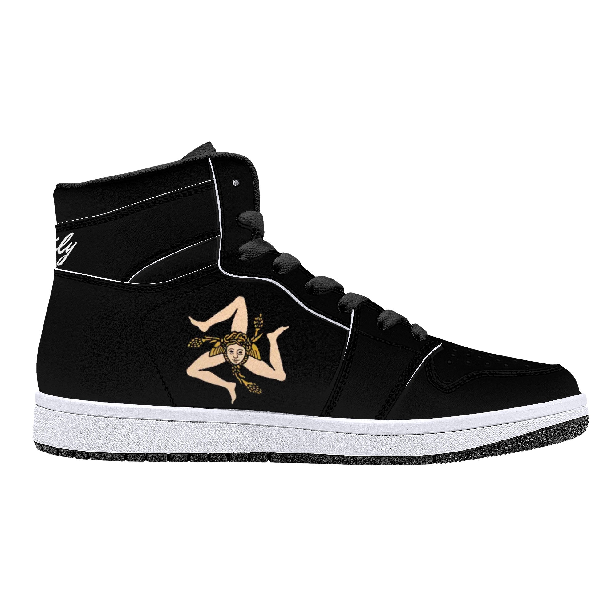 Sicilian High-Top Leather Sneakers - Black