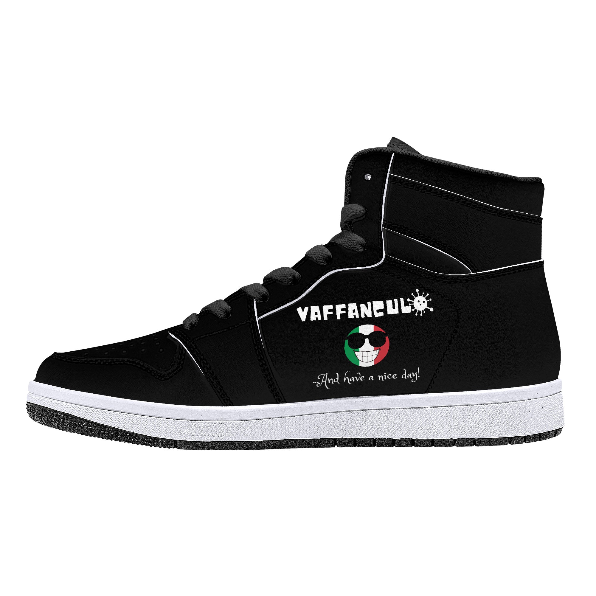 Vaffanculo Nice Day High-Top Leather Sneakers - Black