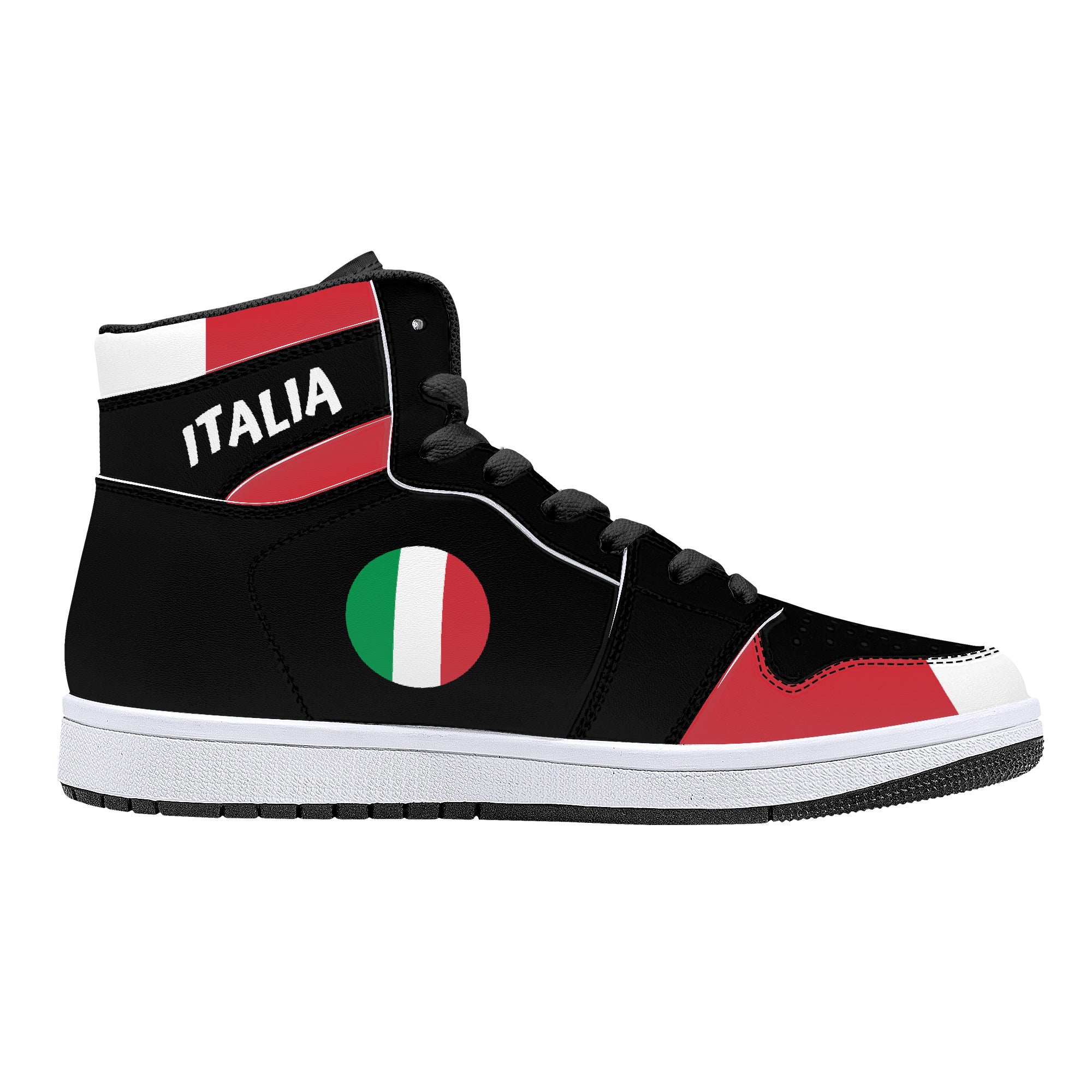 Italia High-Top Leather Sneakers - Black