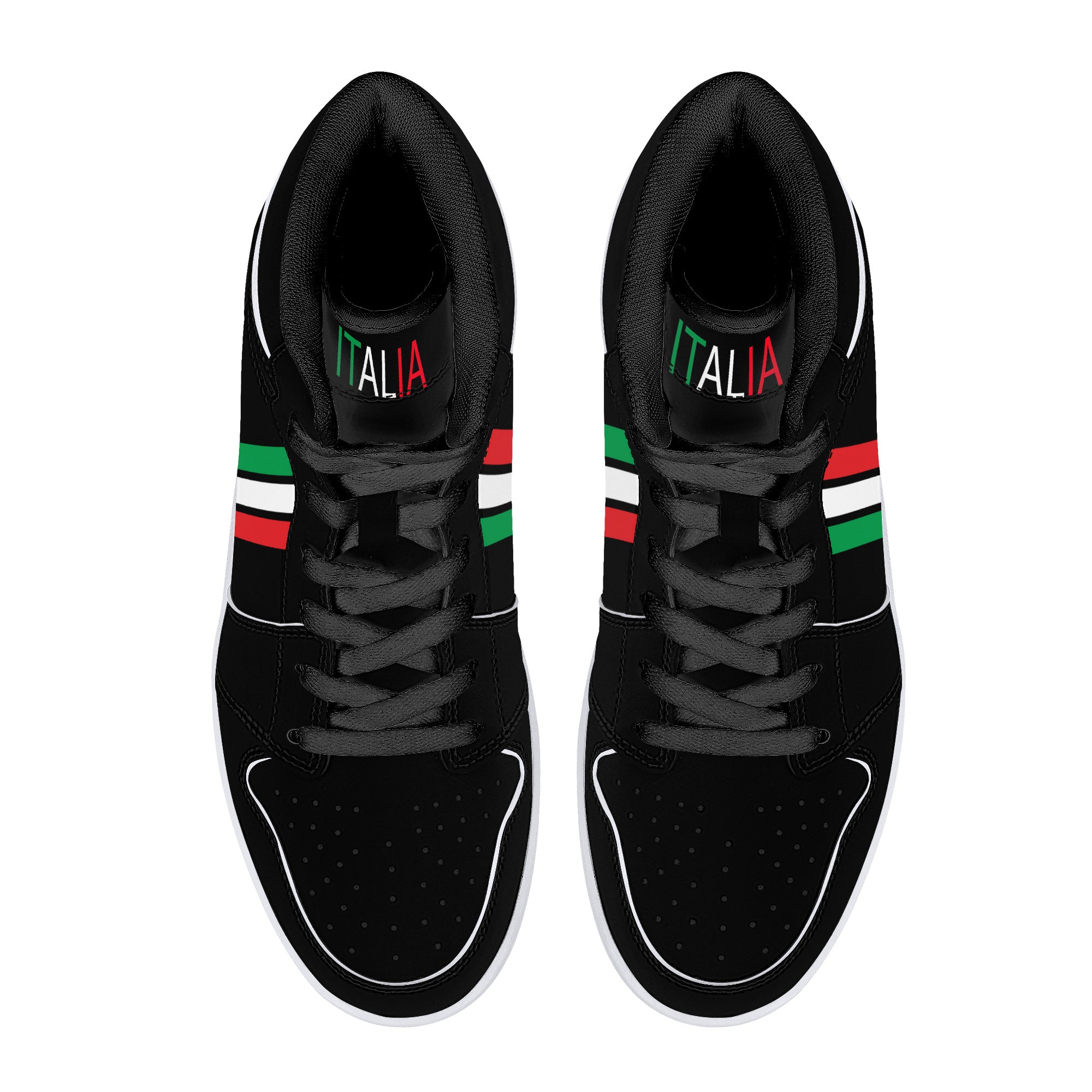 Italia High-Top Leather Sneakers - Black