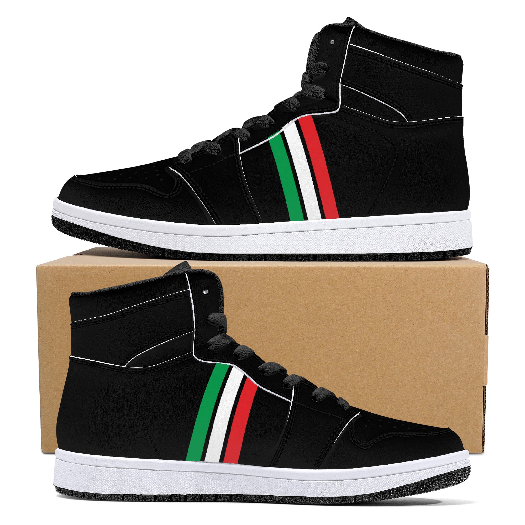 Italia High-Top Leather Sneakers - Black