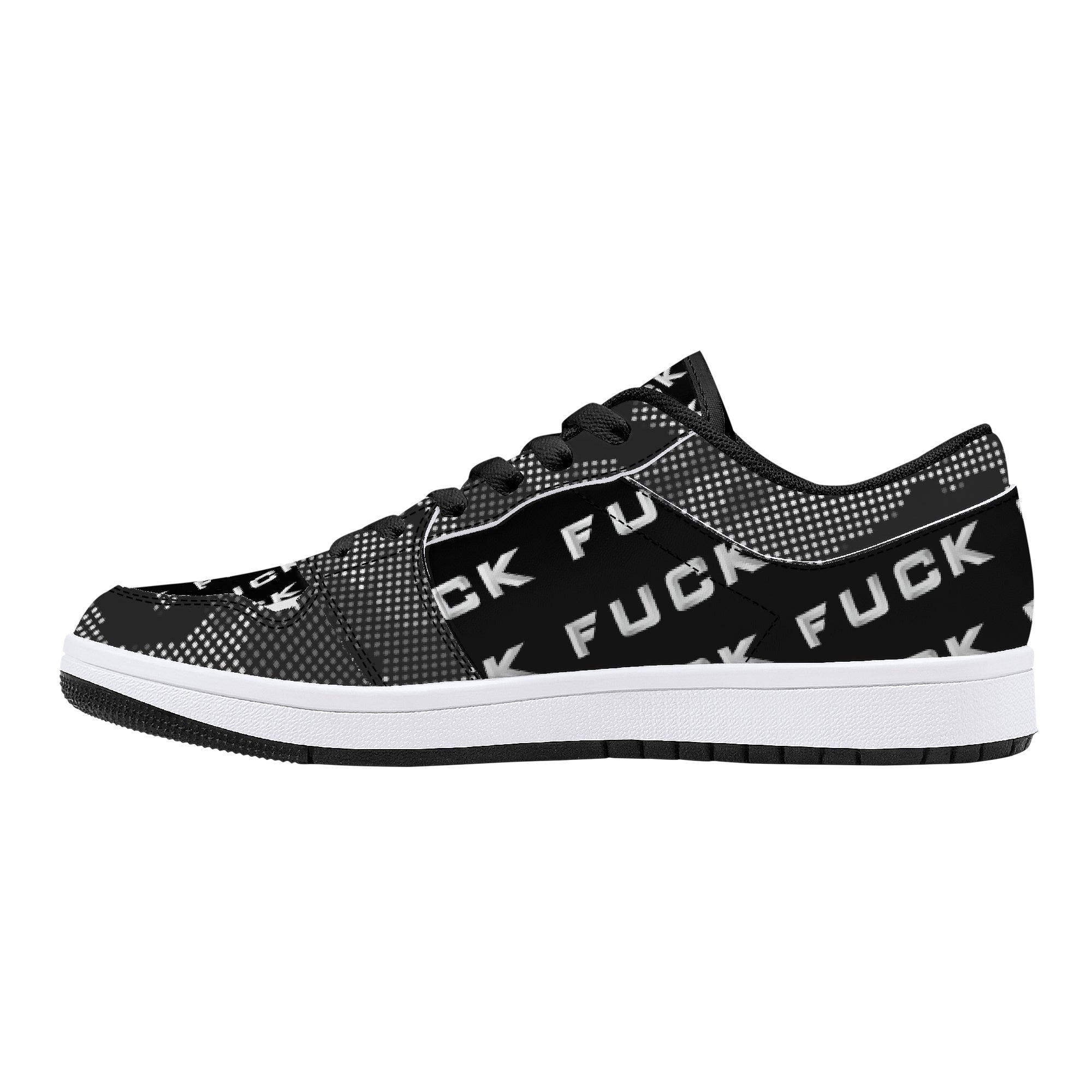 Fuck Low-Top Leather Sneakers - Black