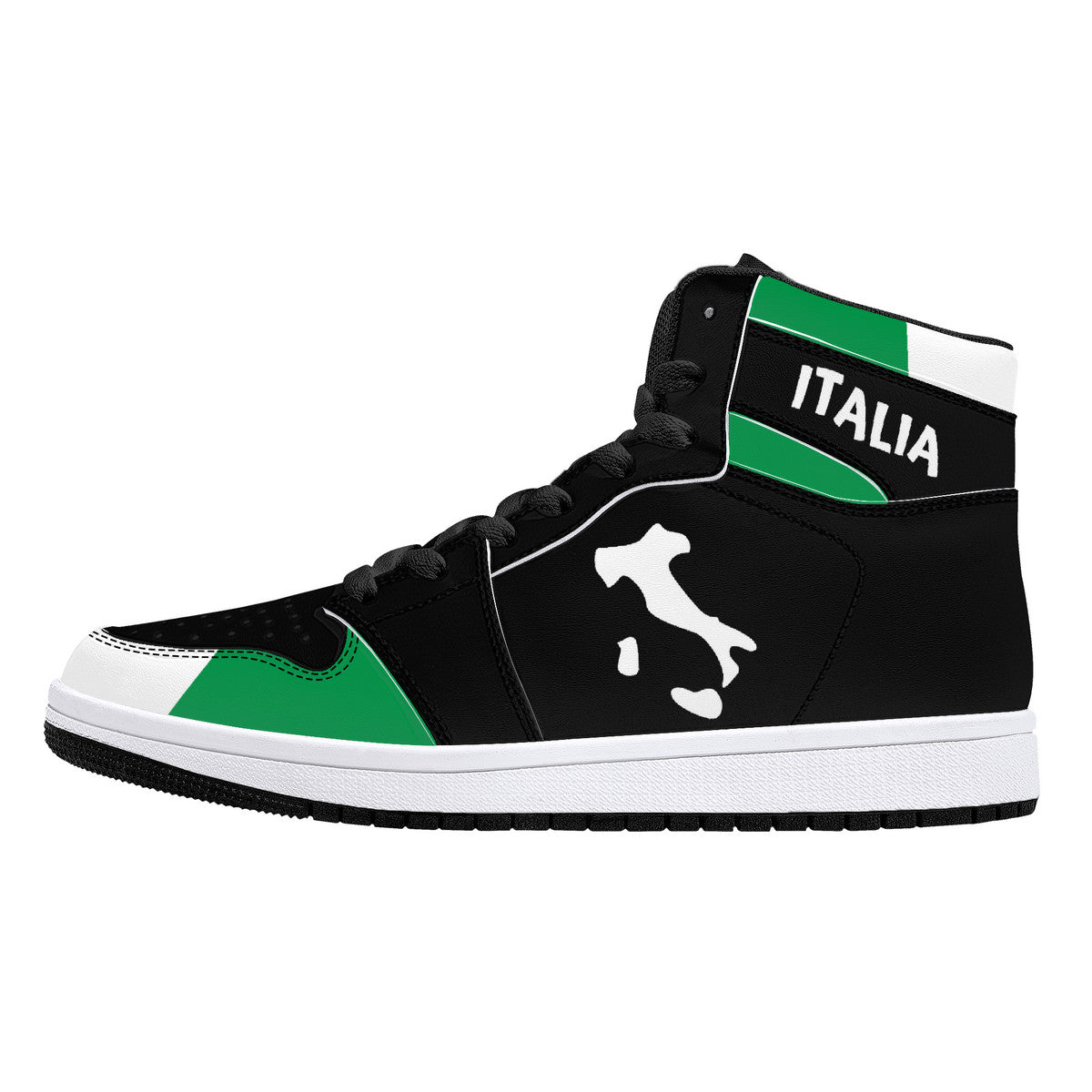 Italy Flag Map High-Top Leather Sneakers - Black