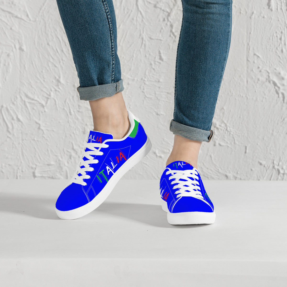 Italia Low-Top Leather Sneakers - Blu