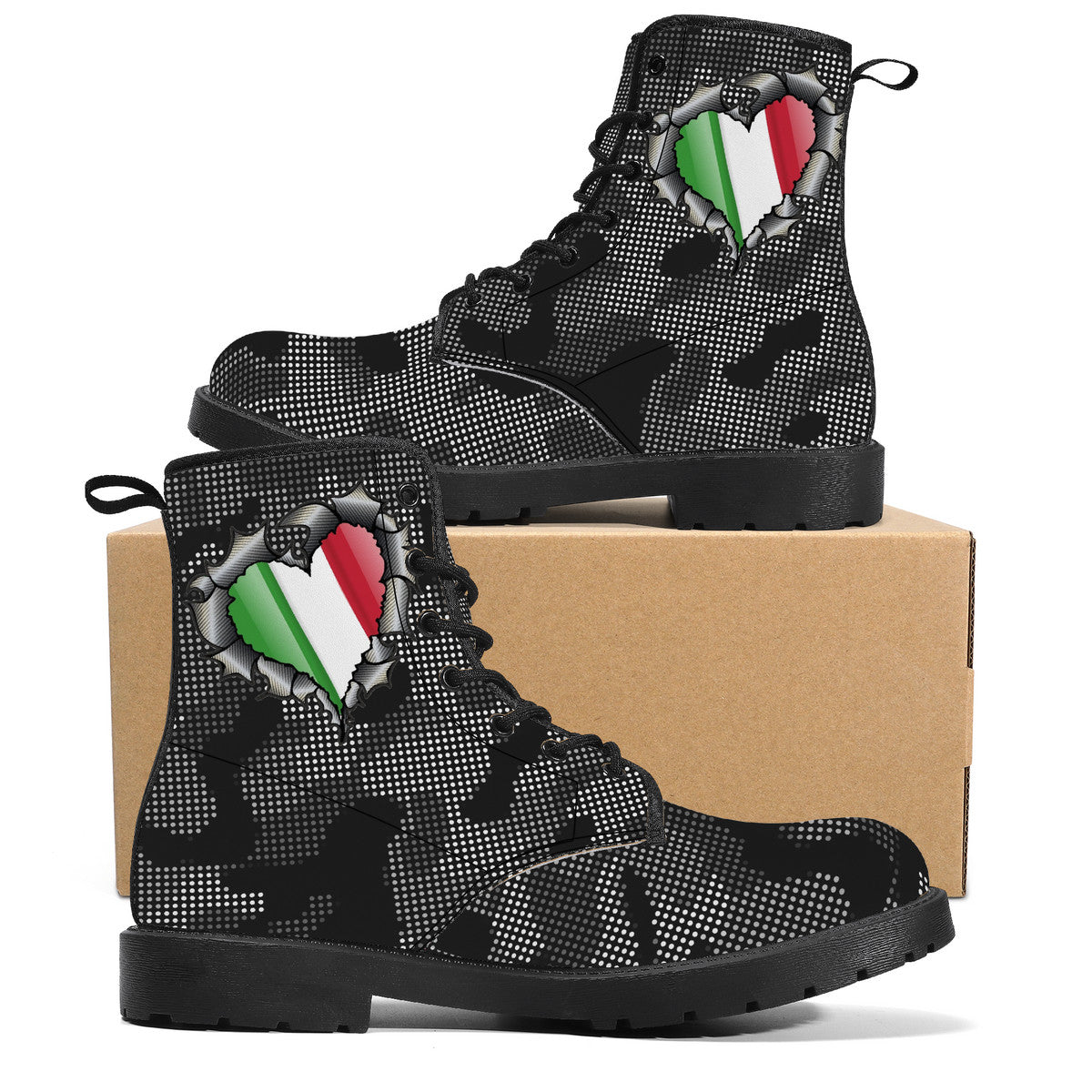 Italian Inside Carbon Fiber Camo Trendy Leather Boots