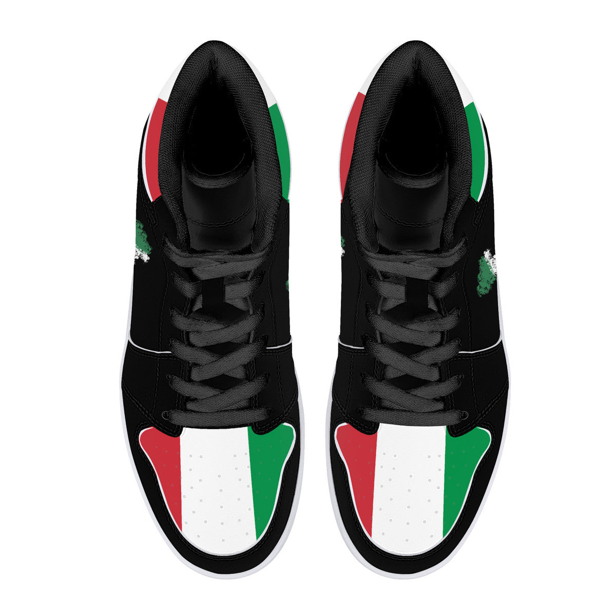 Italia Flag Map High-Top Leather Sneakers - Black