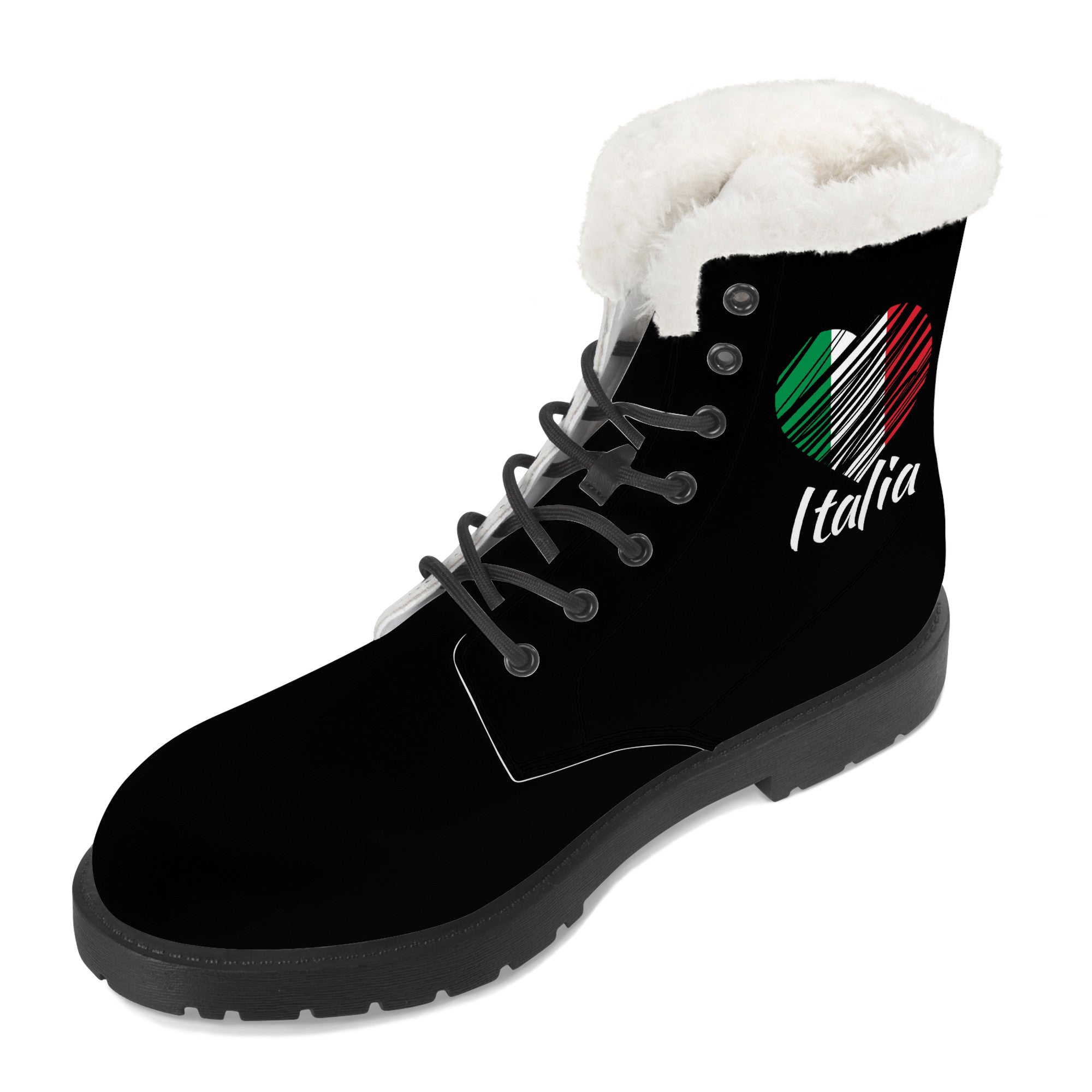 I Love Italy Faux Fur Leather Boots