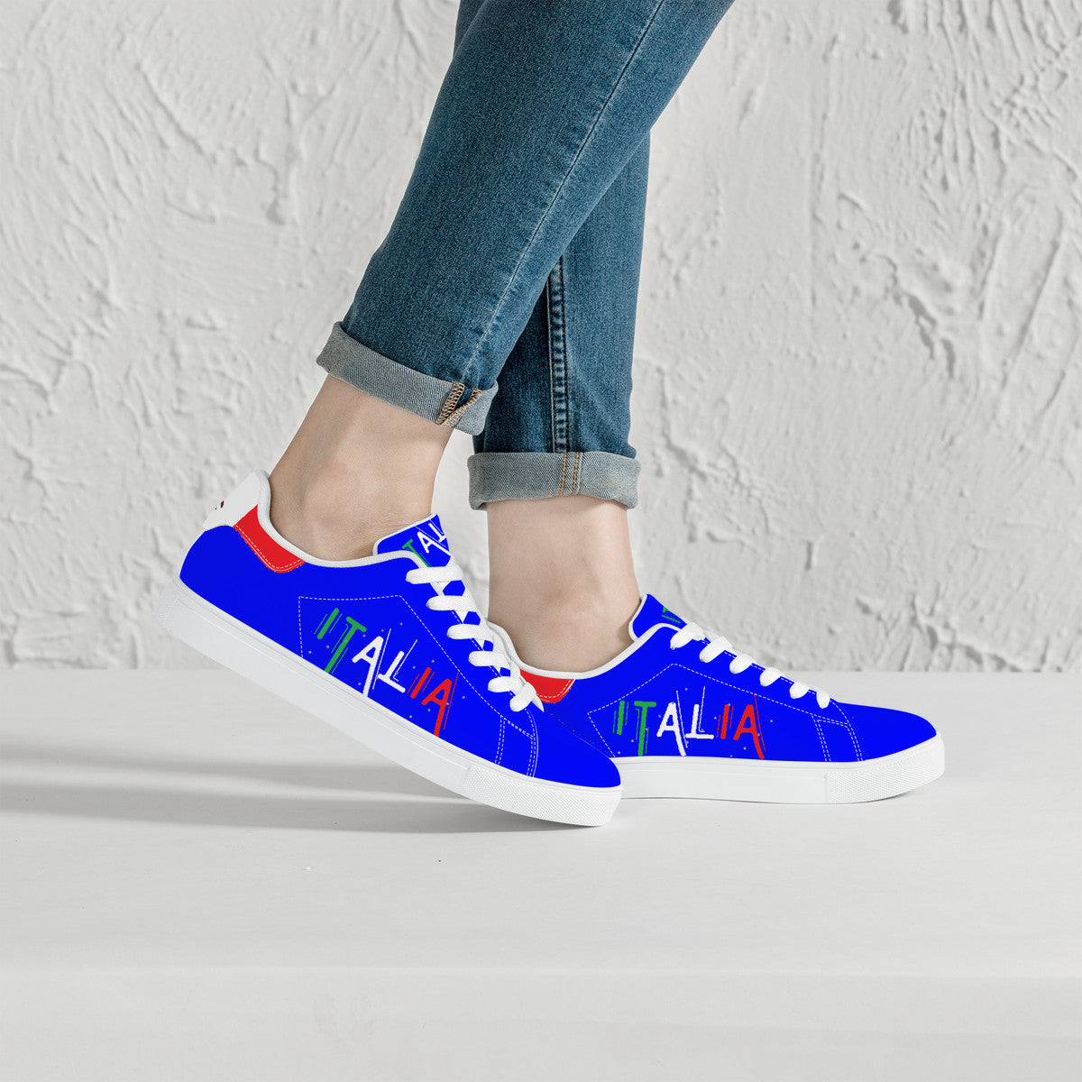 Italia Low-Top Leather Sneakers - Blu