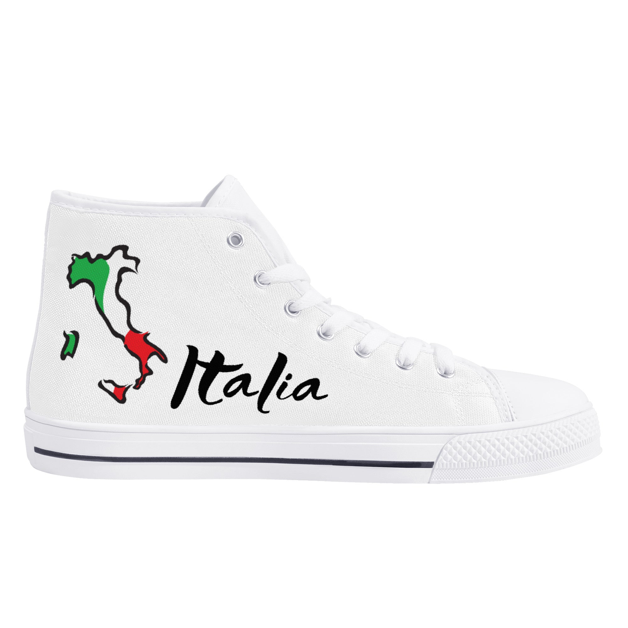 Italia Flag Map High-Top Canvas Shoes - White