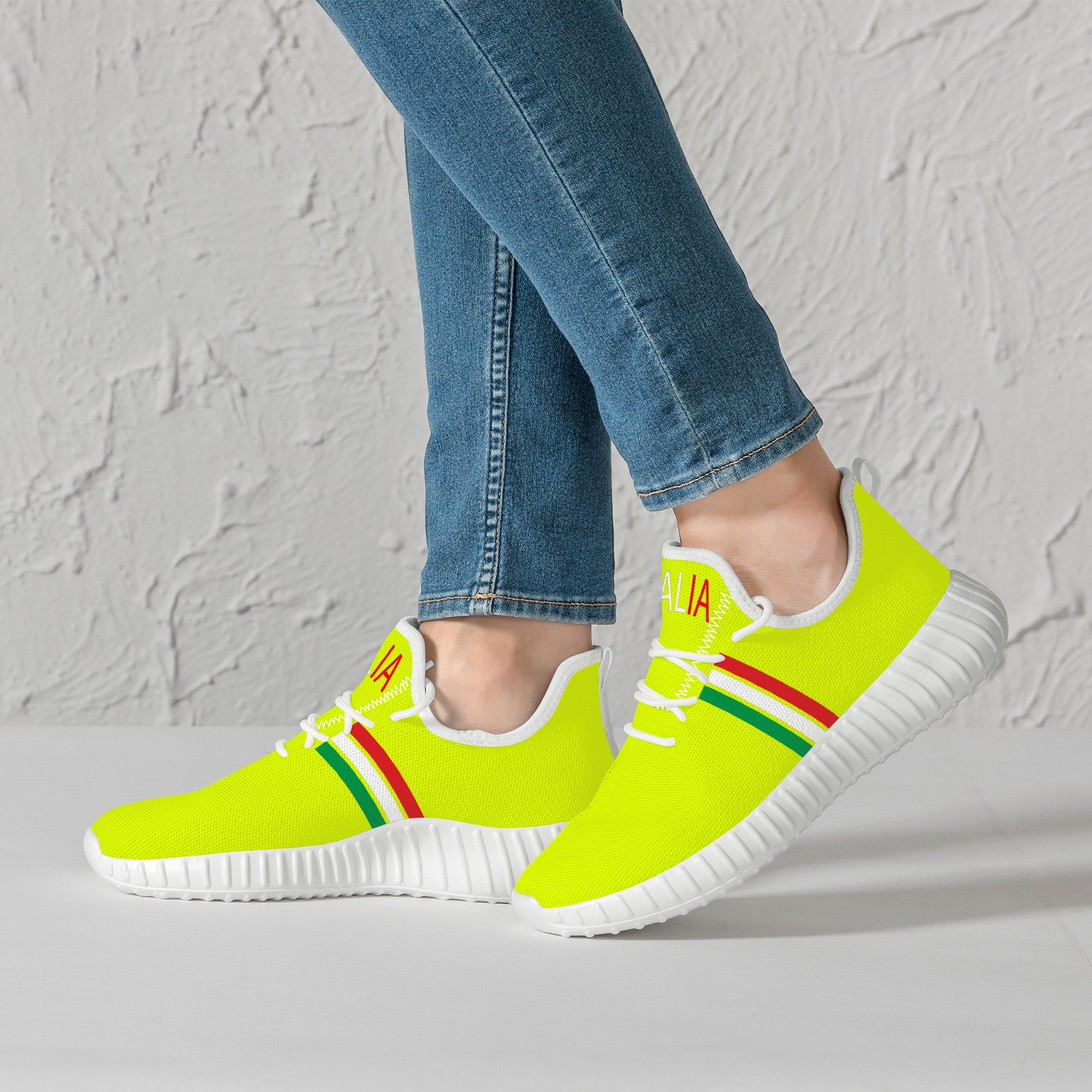 Italia Mesh Knit Sneakers - Yellow