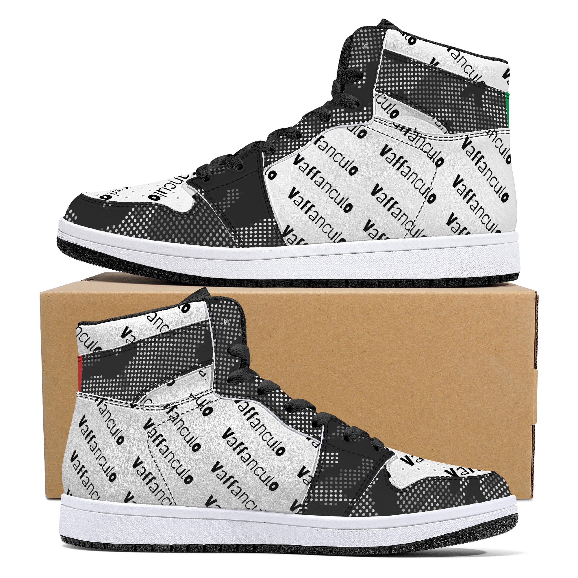 Vaffanculo Grey Camo High-Top Leather Sneakers