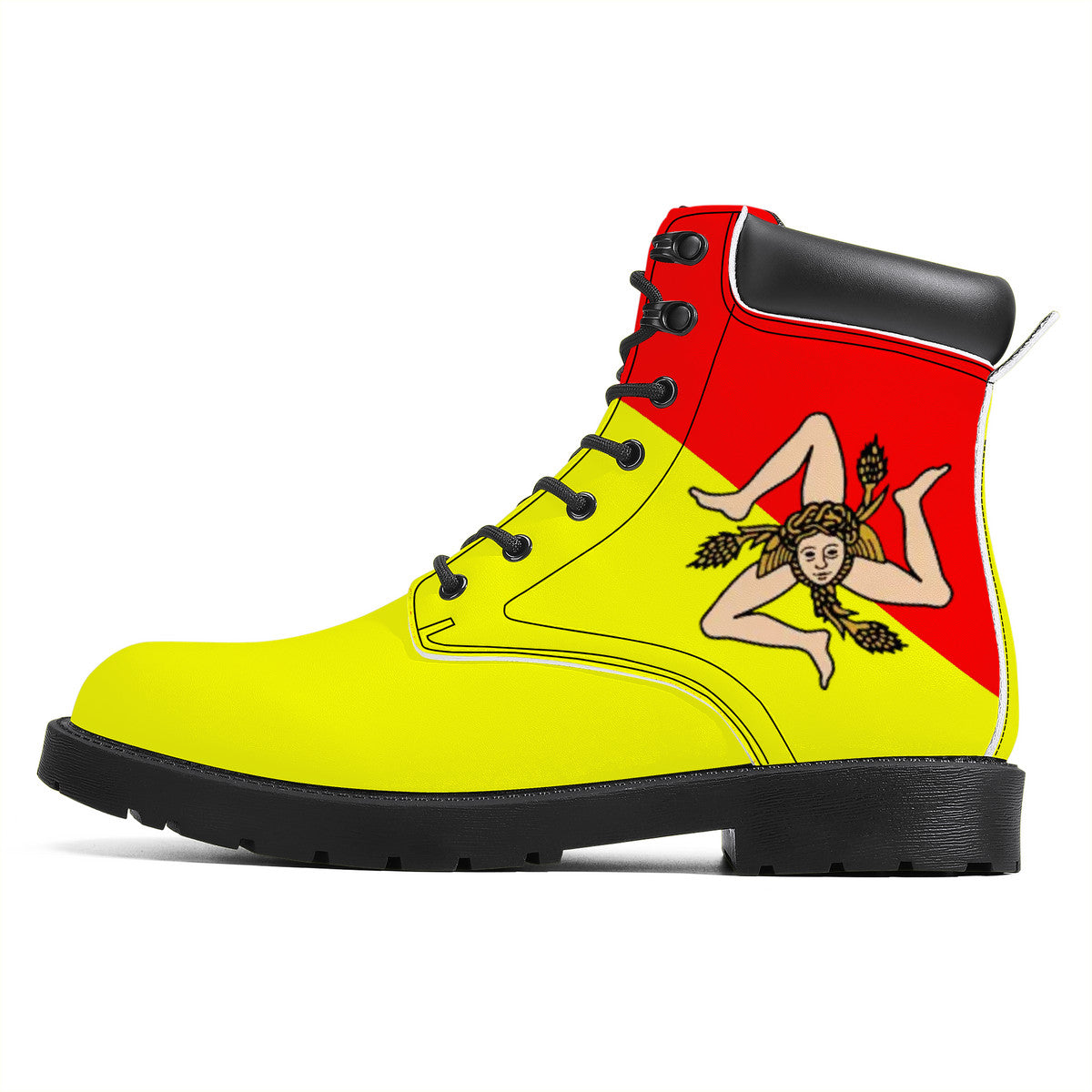 Sicilian Flag Synthetic Leather Boots