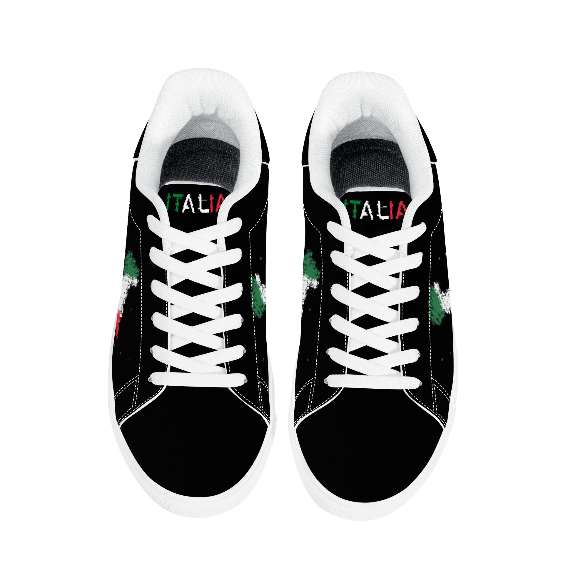 Italia Flag Map Low-Top Leather Sneakers - White