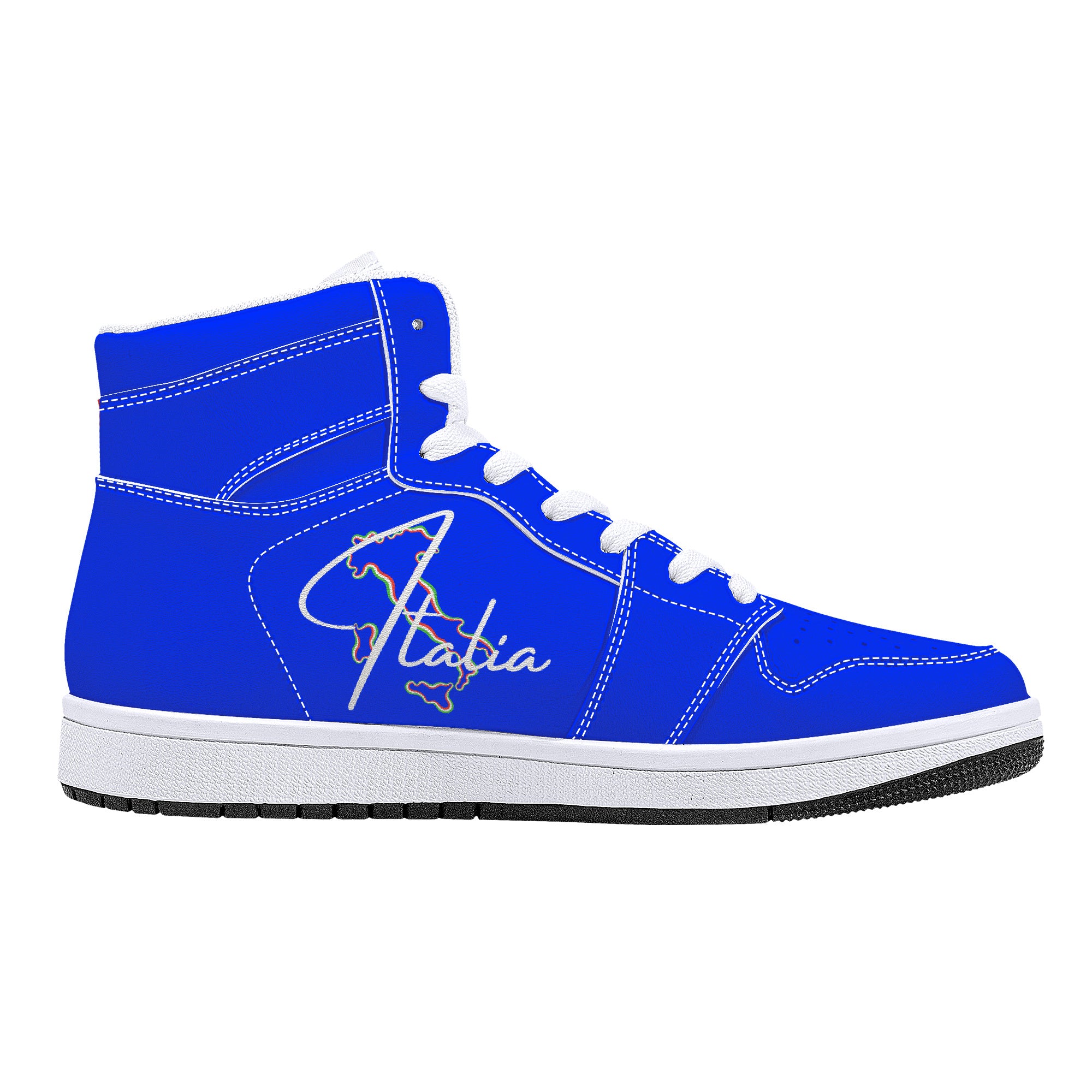 Italia Blu High-Top Leather Sneakers - White