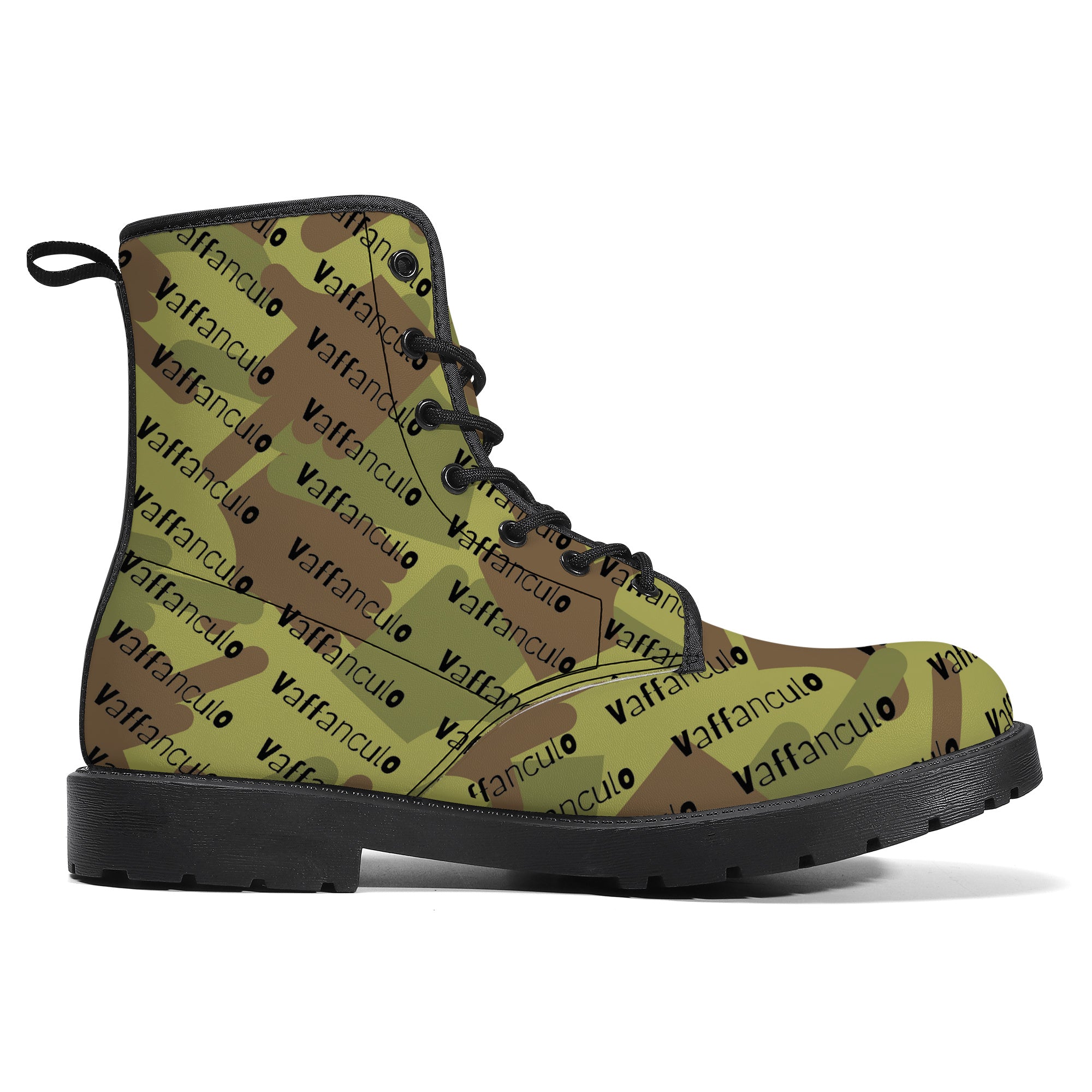 Vaffanculo Green Camo Leather Boots