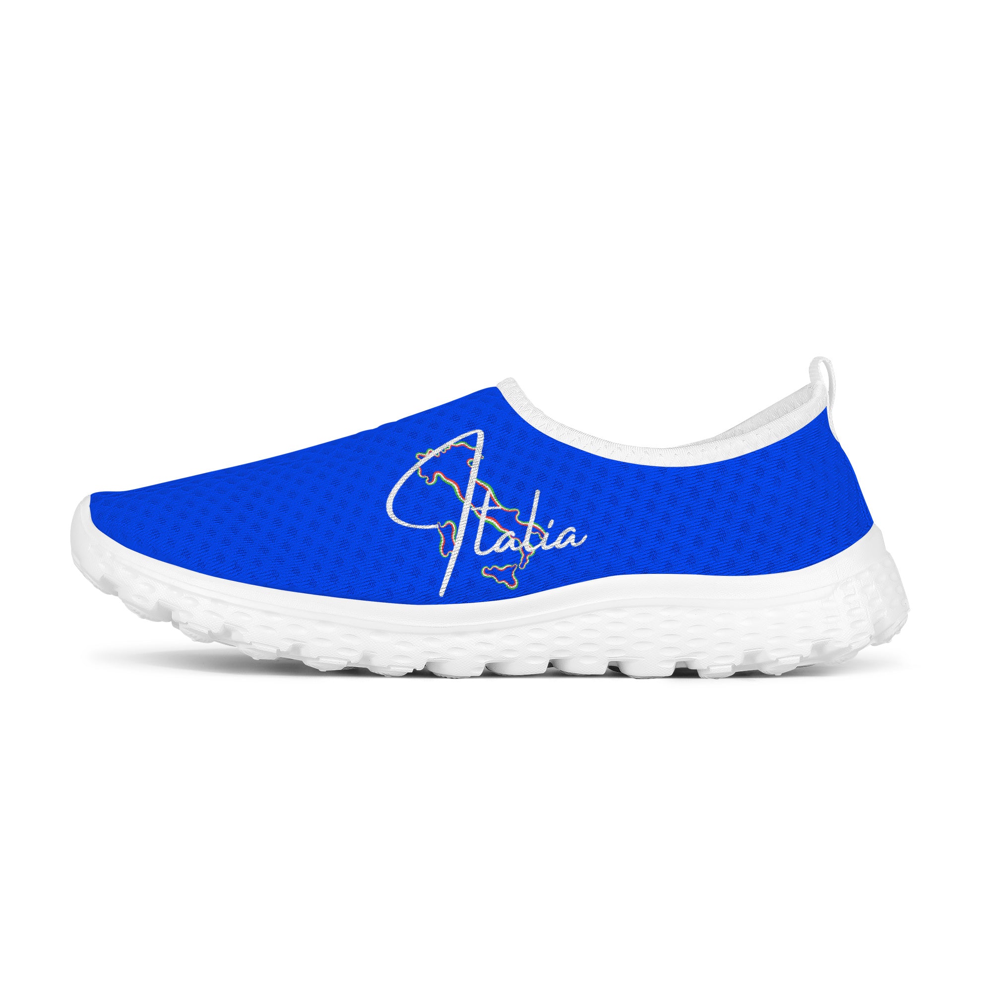 Italia Flag Map Women's Blu Mesh Running Shoes