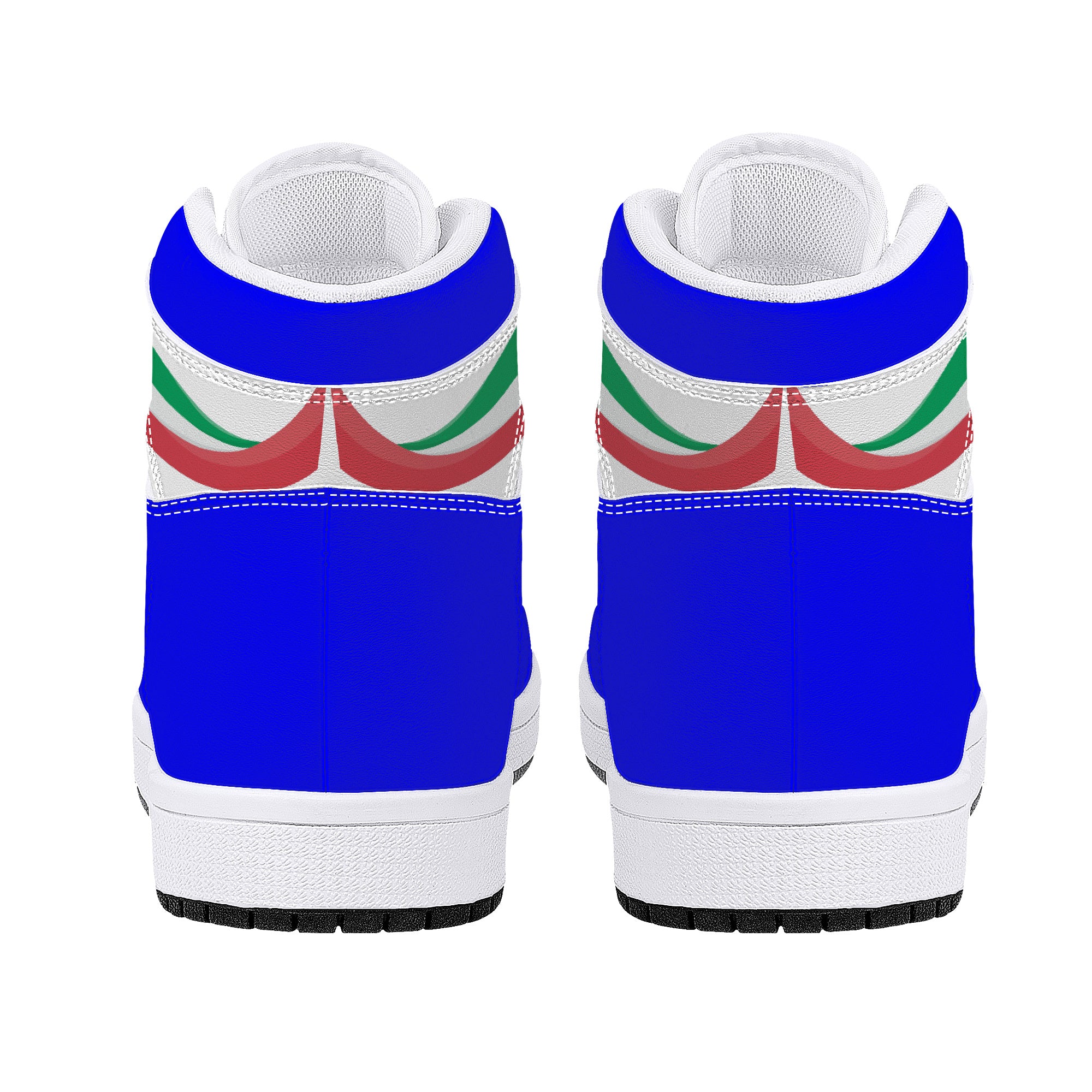 Italia Flag Map Wave Blu High-Top Leather Sneakers