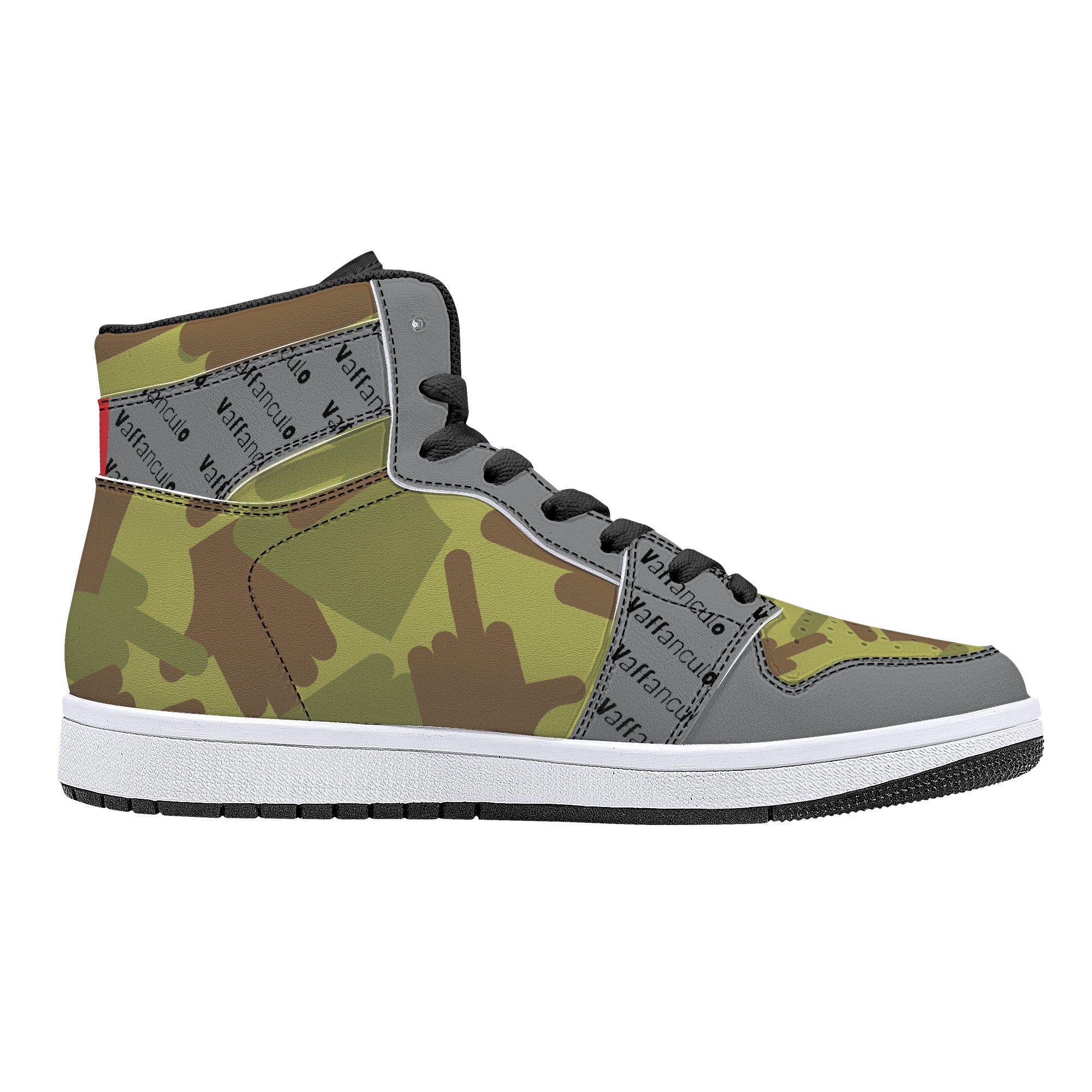 Vaffanculo Green Camo High-Top Leather Sneakers