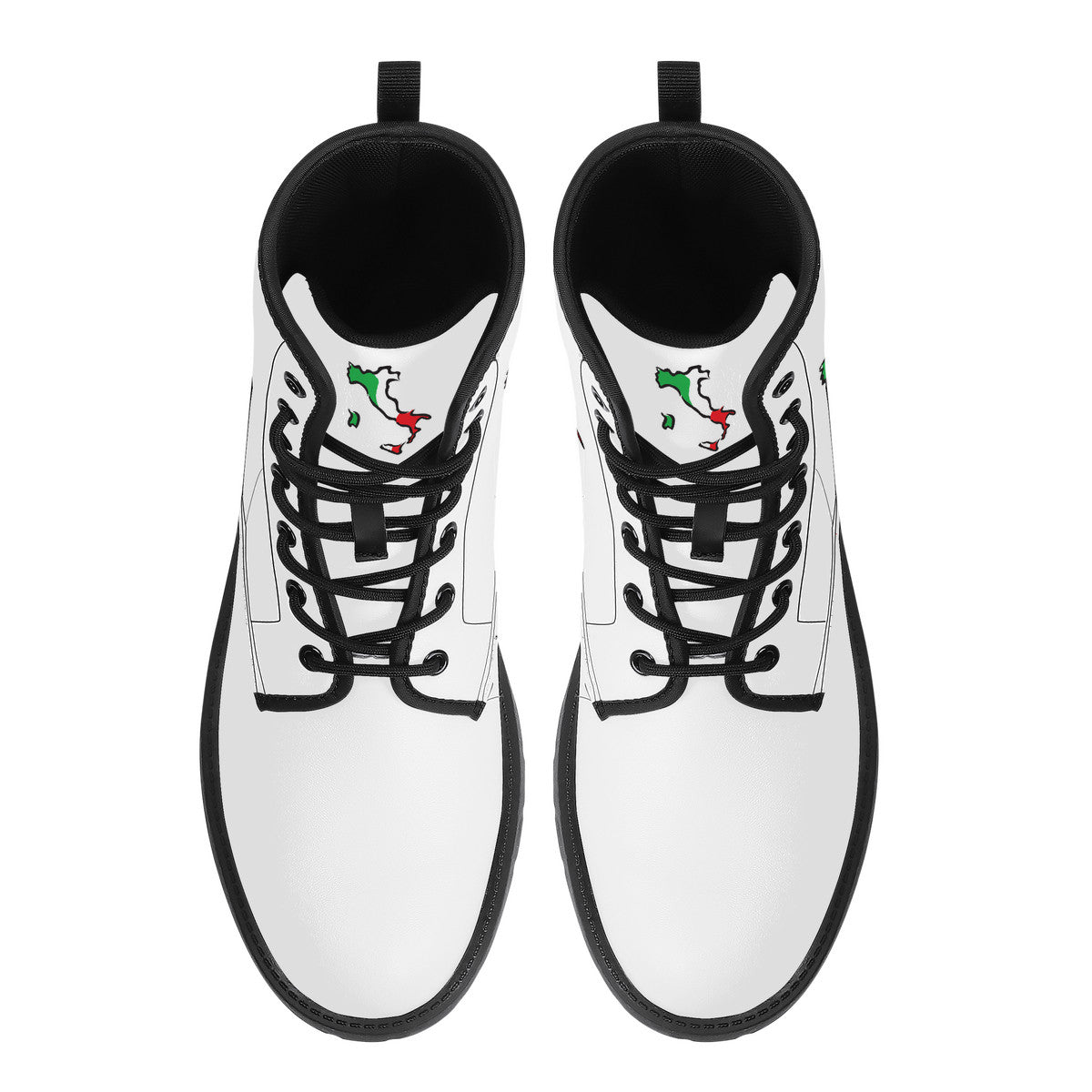 Italia Flag Map Leather Boots White