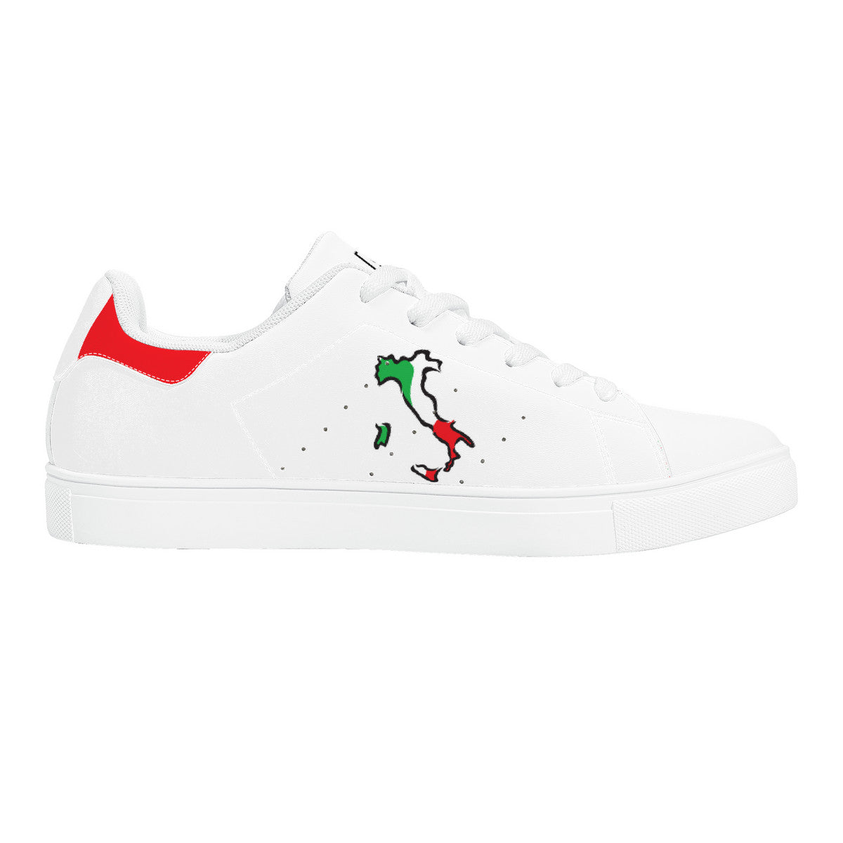 Italia Flag Map Low-Top Leather Sneakers - White