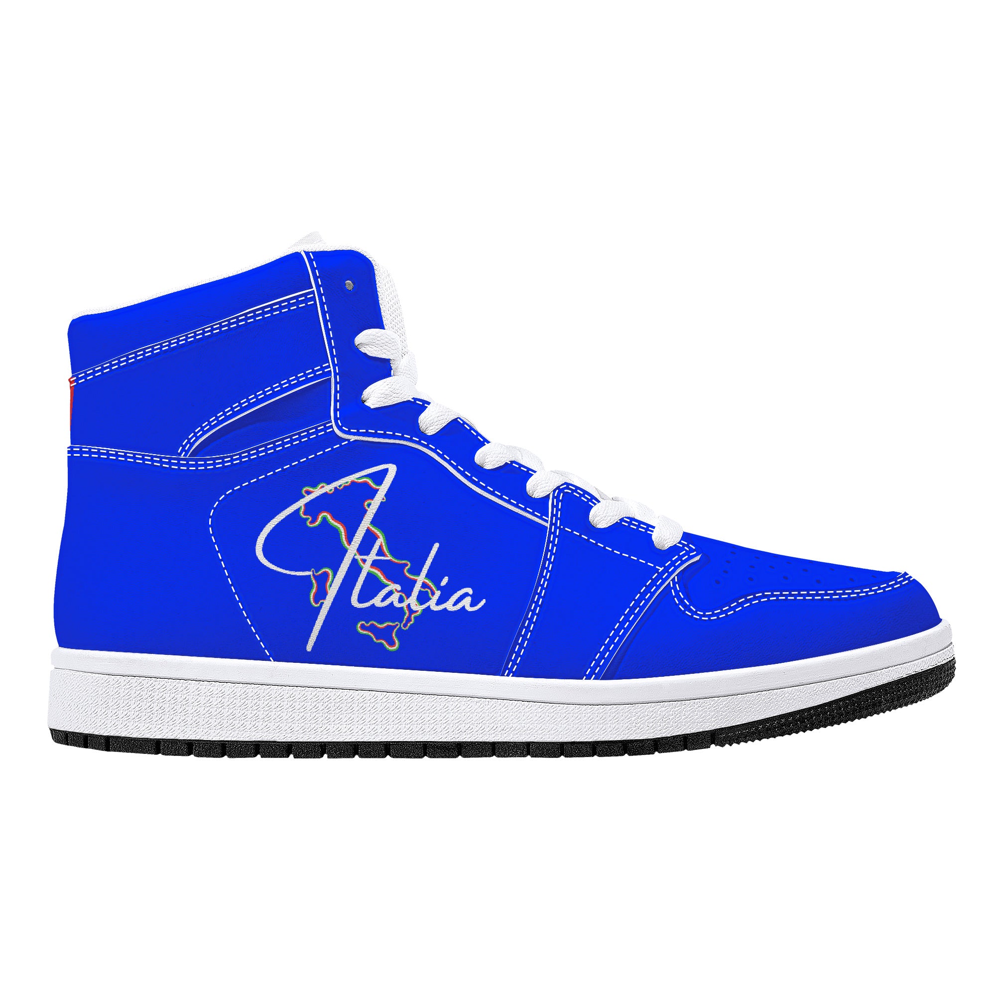 Italia Blu High-Top Leather Sneakers - White