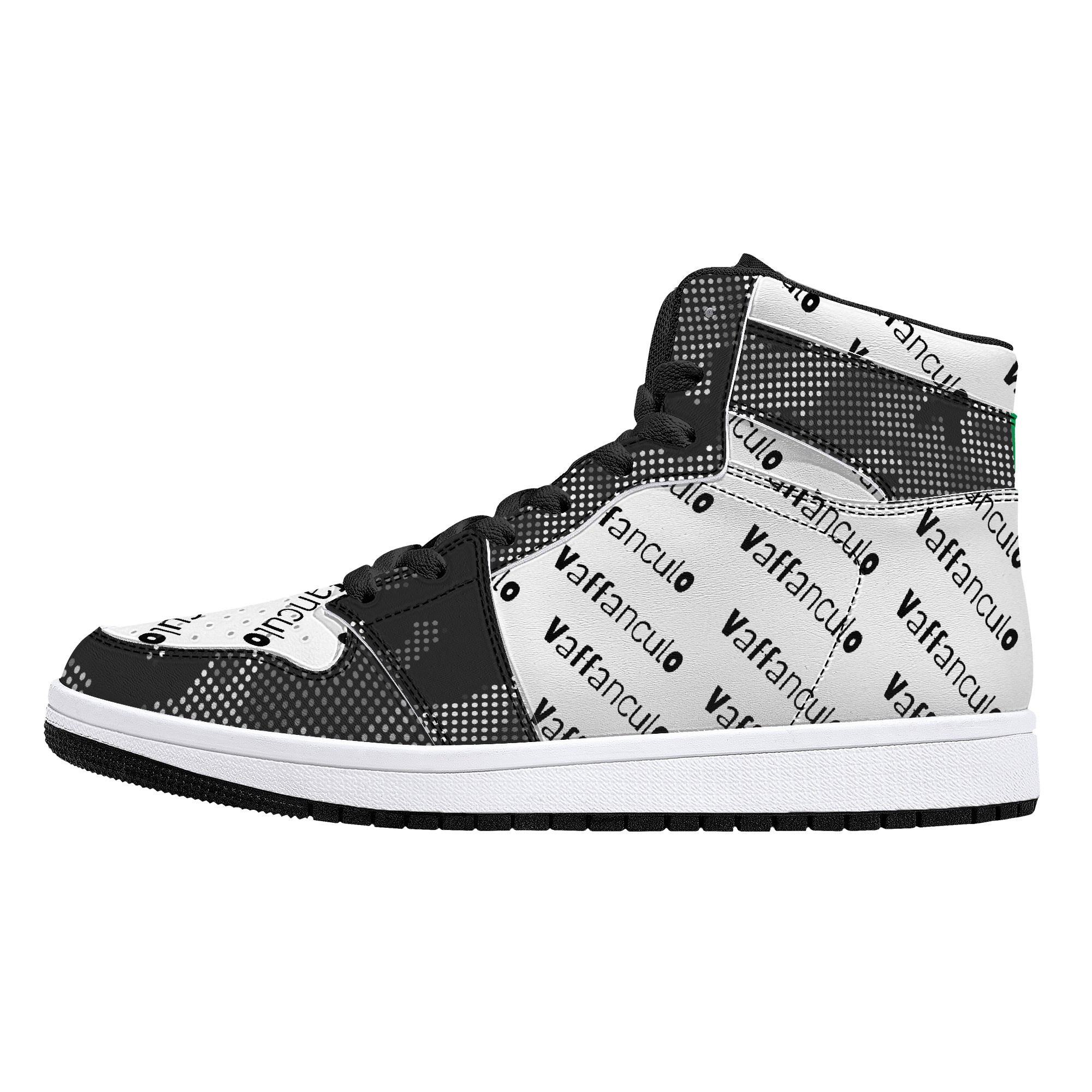 Vaffanculo Grey Camo High-Top Leather Sneakers