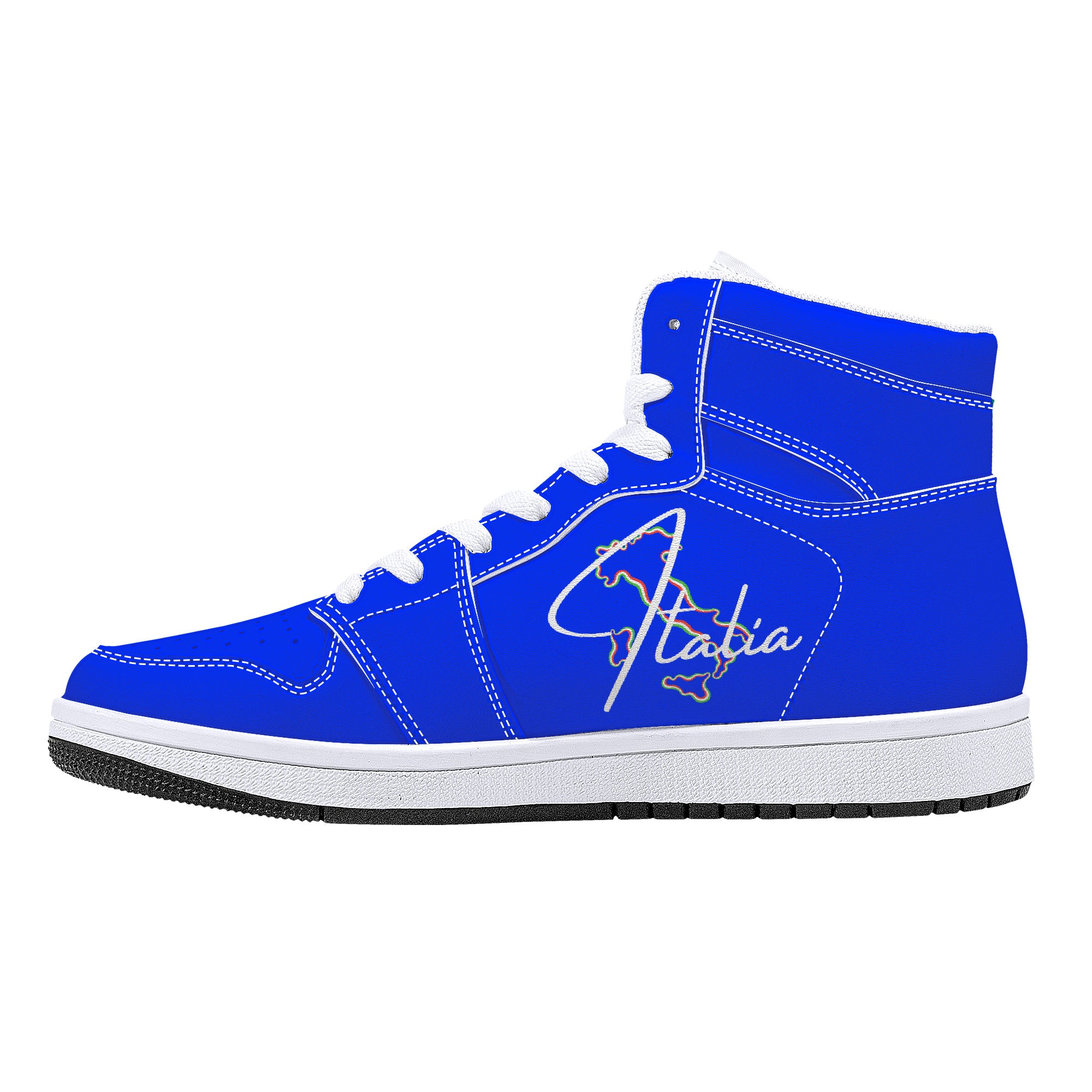 Italia Blu High-Top Leather Sneakers - White