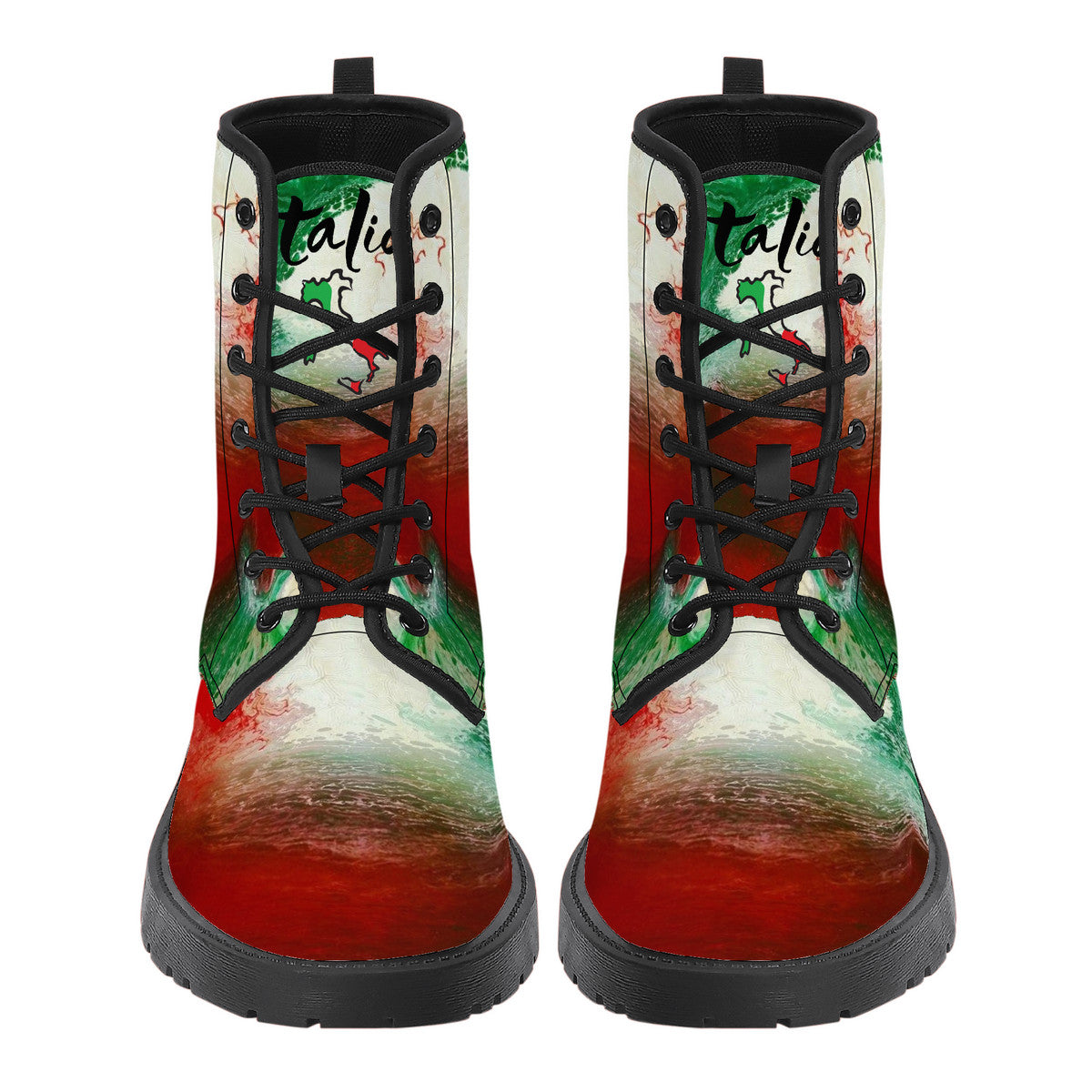 Italian Flag Paint Art Leather Boots