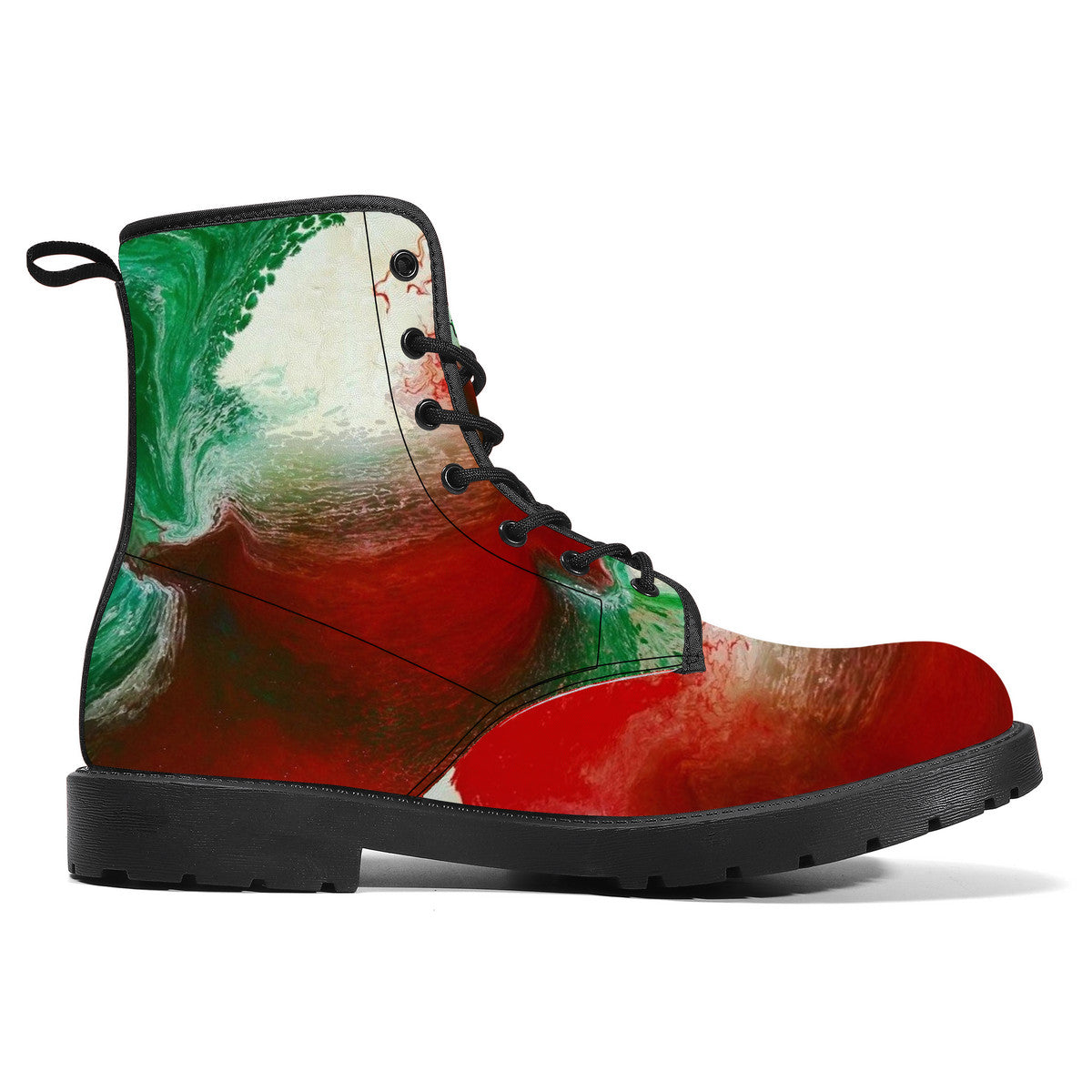 Italian Flag Paint Art Leather Boots