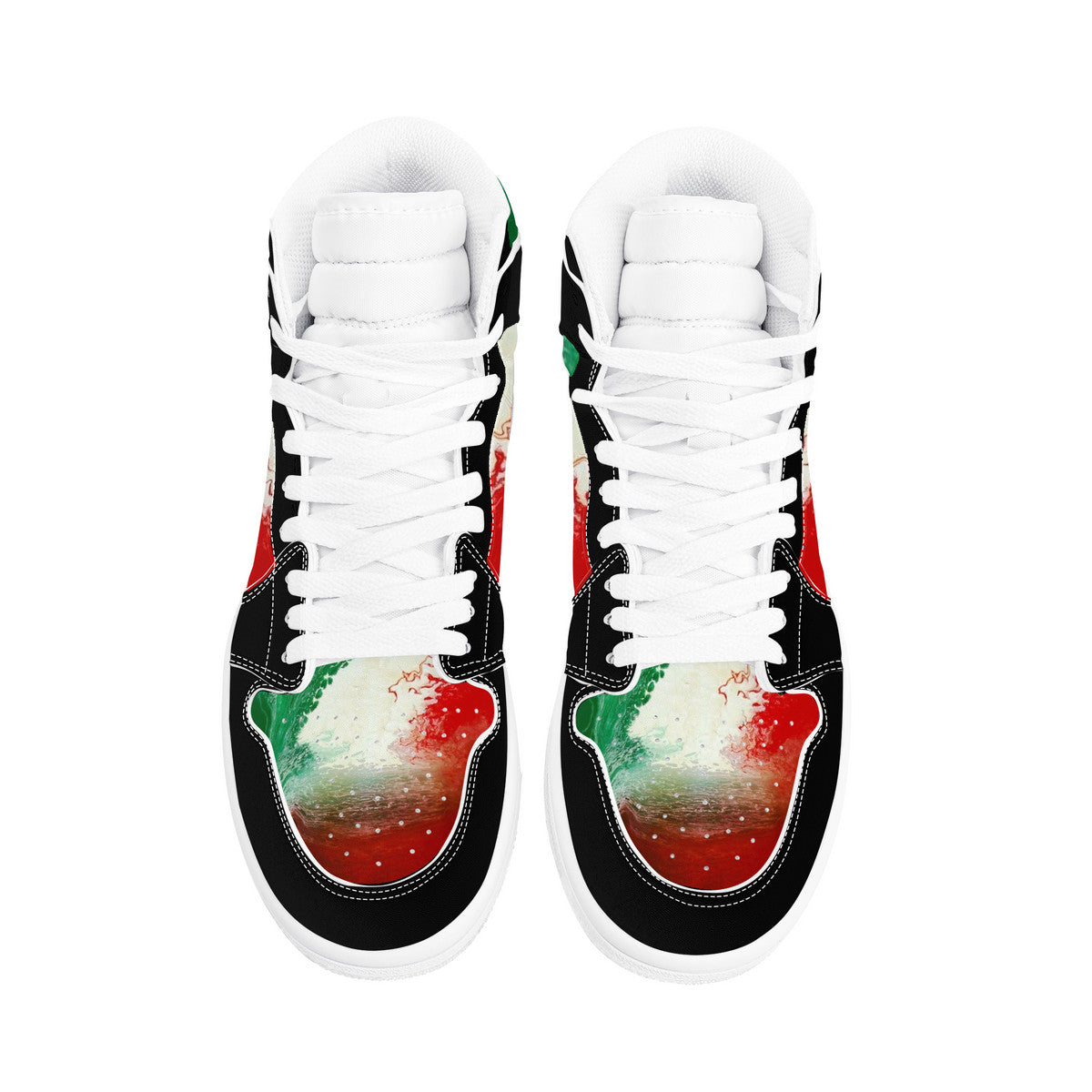 Italy Flag Paint Art Grunge High Top Leather Sneakers