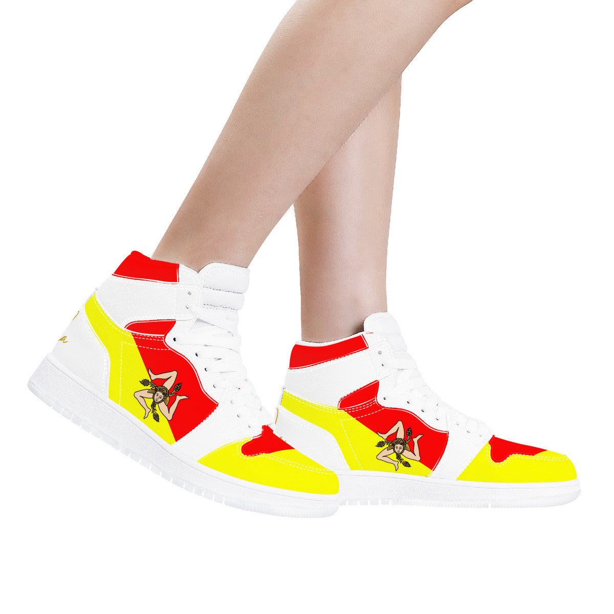 Sicilian Flag High Top Leather Sneakers