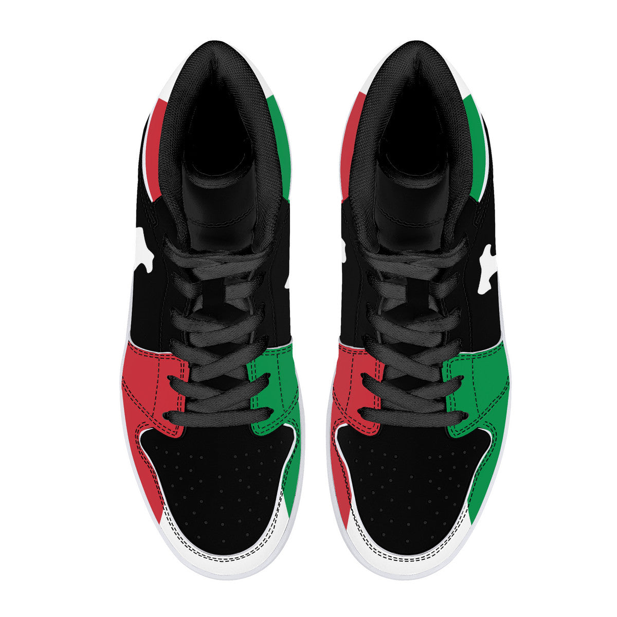 Italia Flag Map High-Top Leather Sneakers - Black