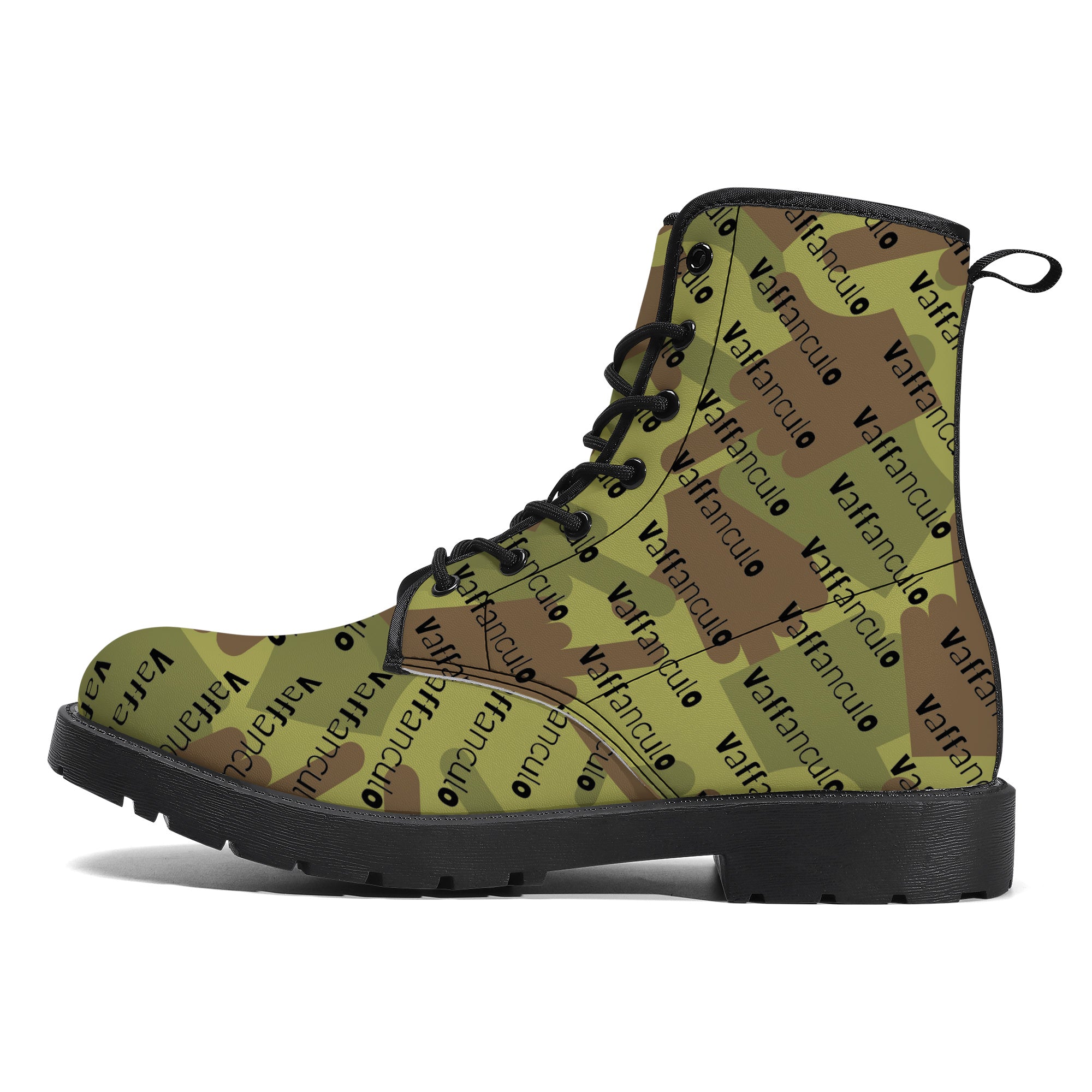 Vaffanculo Green Camo Leather Boots