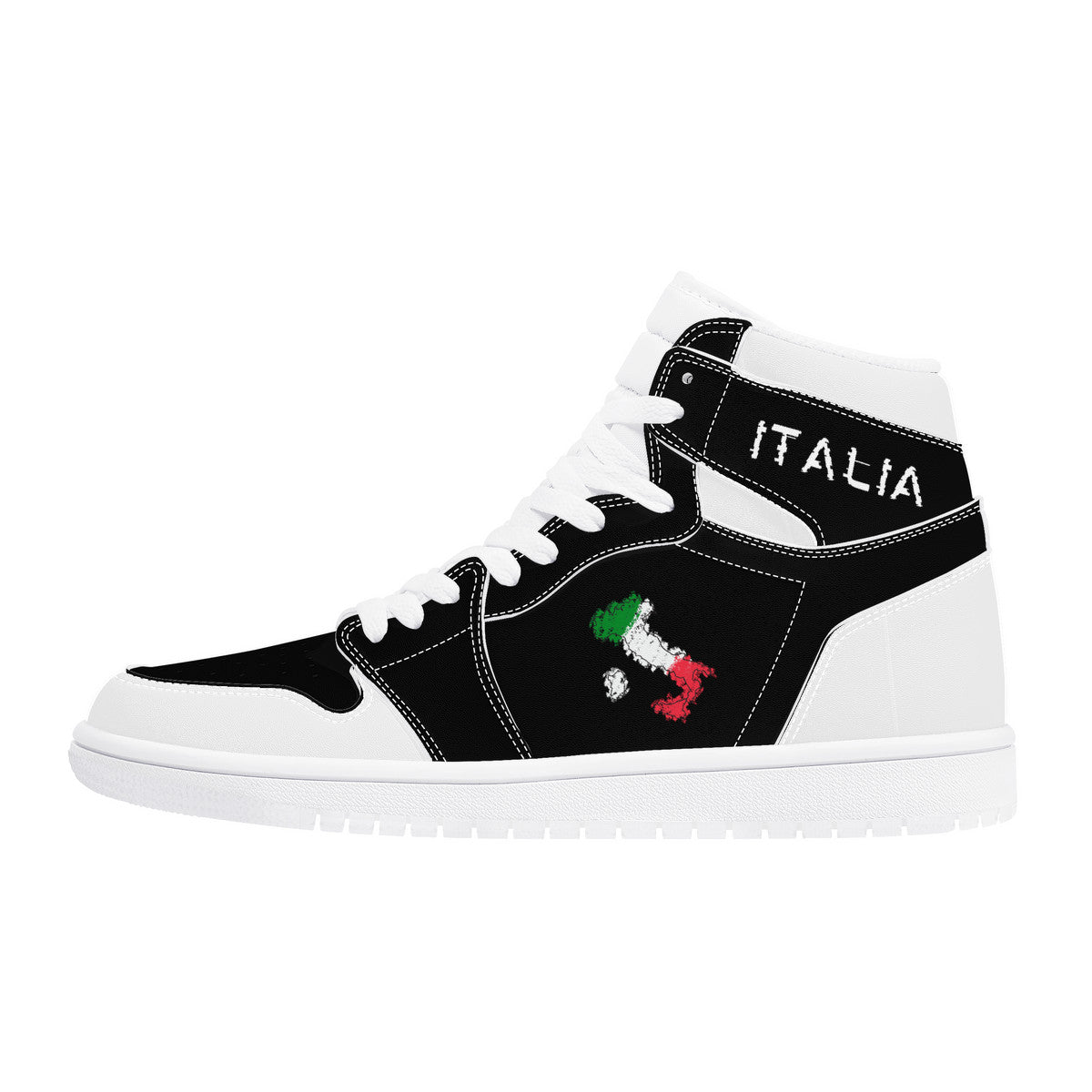 Italia Flag Map Grunge High-Top Leather Sneakers