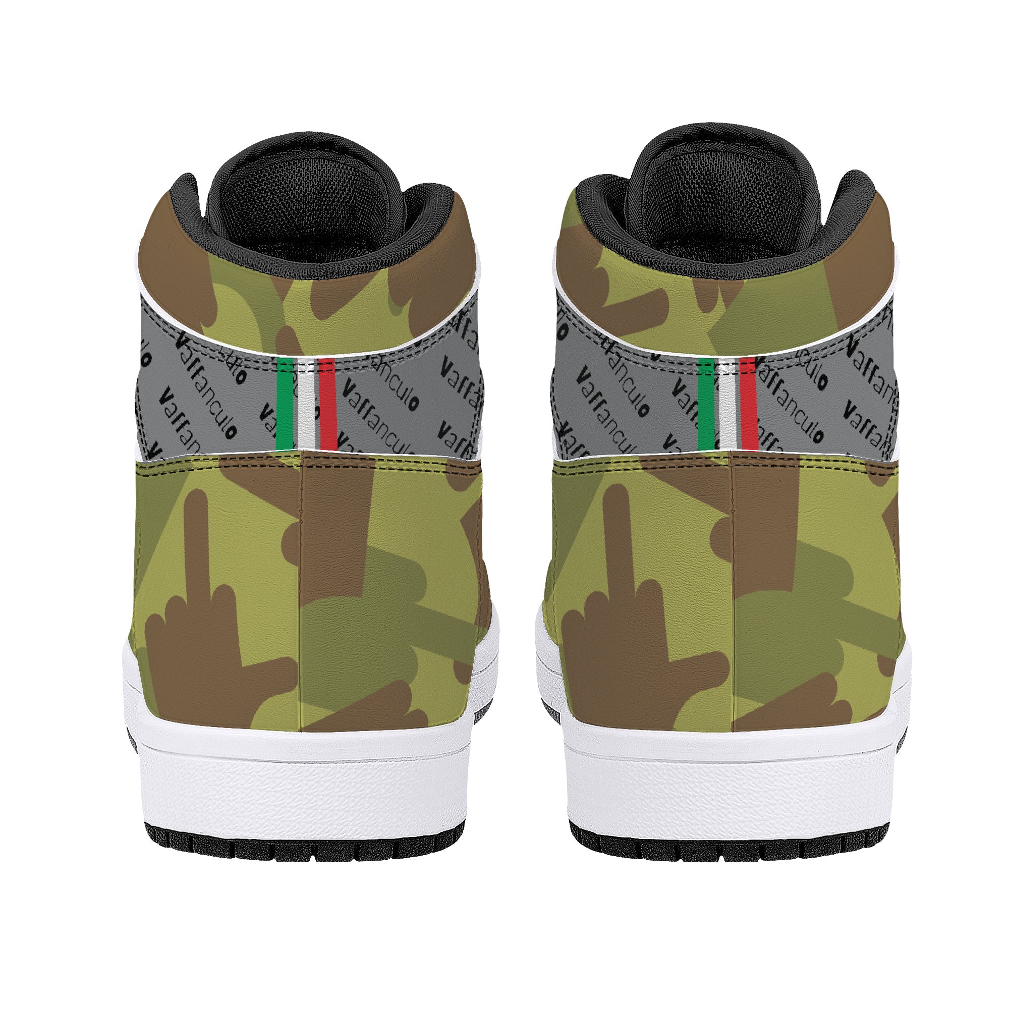 Vaffanculo Green Camo High-Top Leather Sneakers